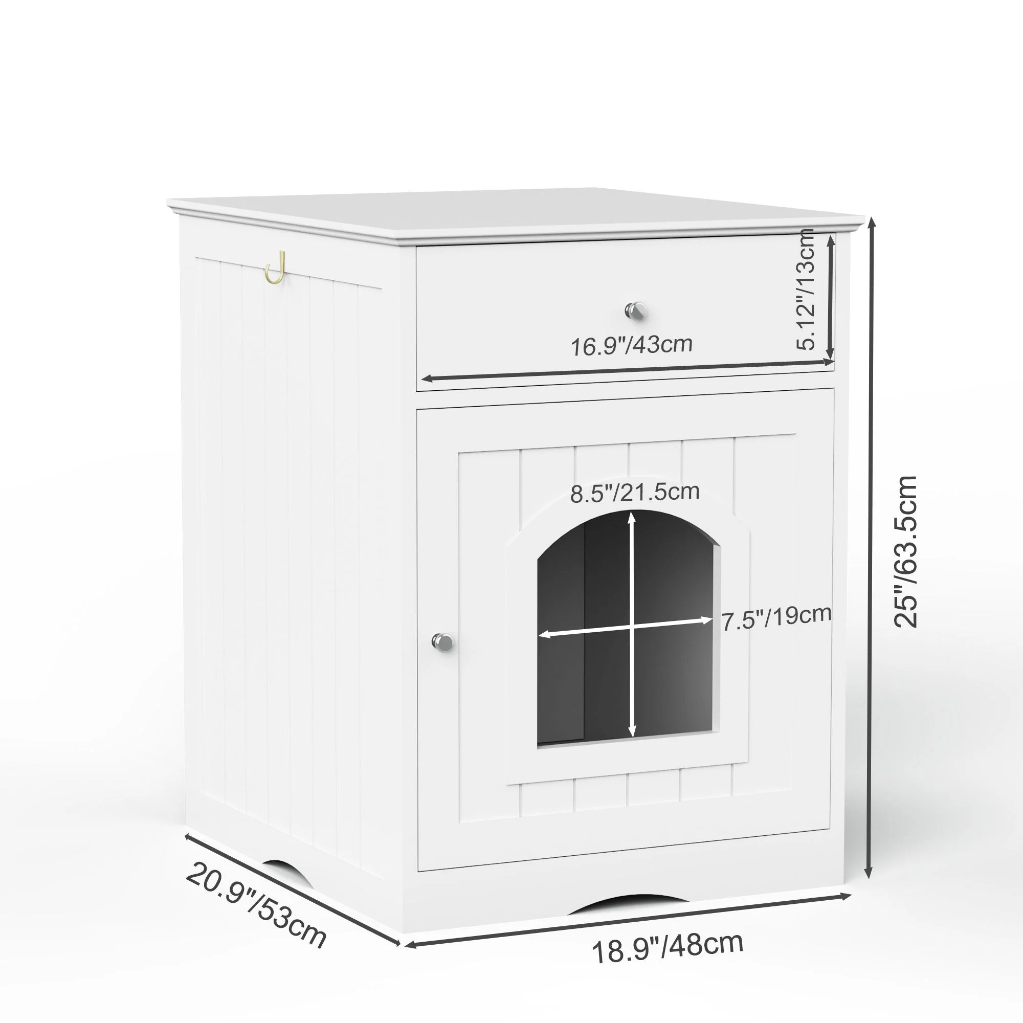 Pet House Cat Litter Box Enclosure With Drawer, Side Table - Image 3