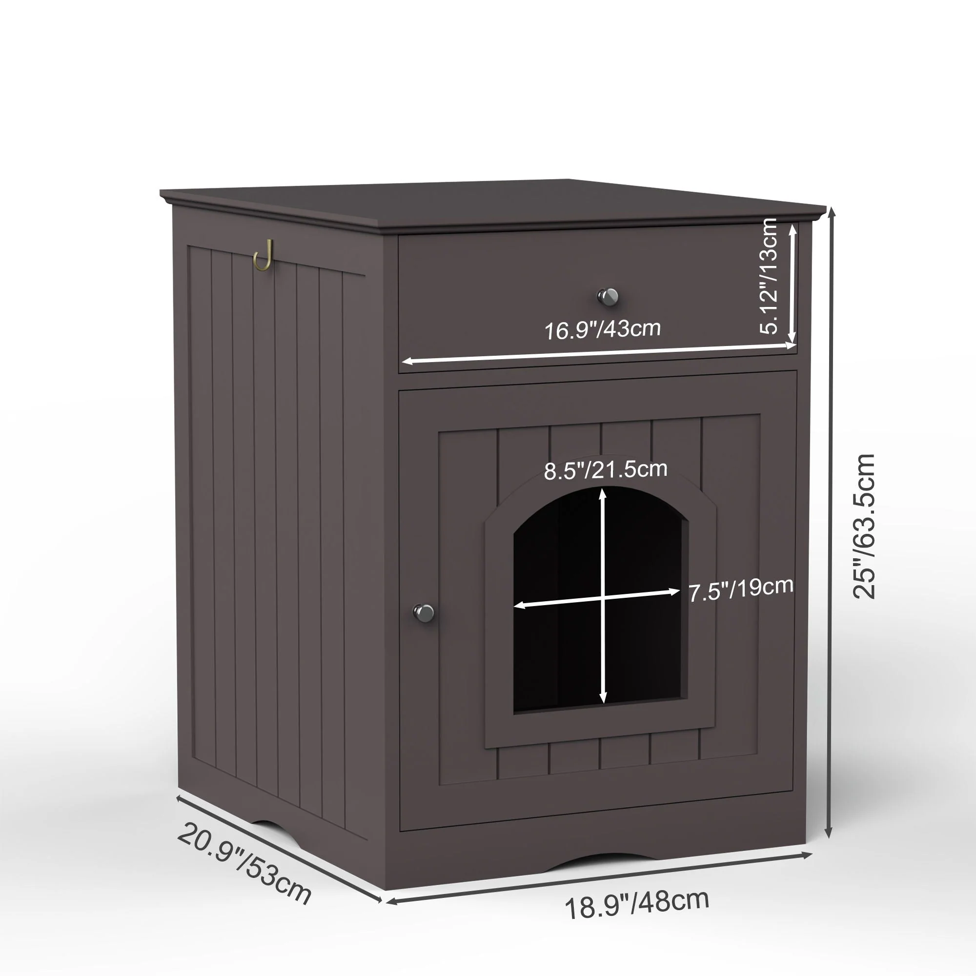 Pet House Cat Litter Box Enclosure With Drawer, Side Table - Image 5