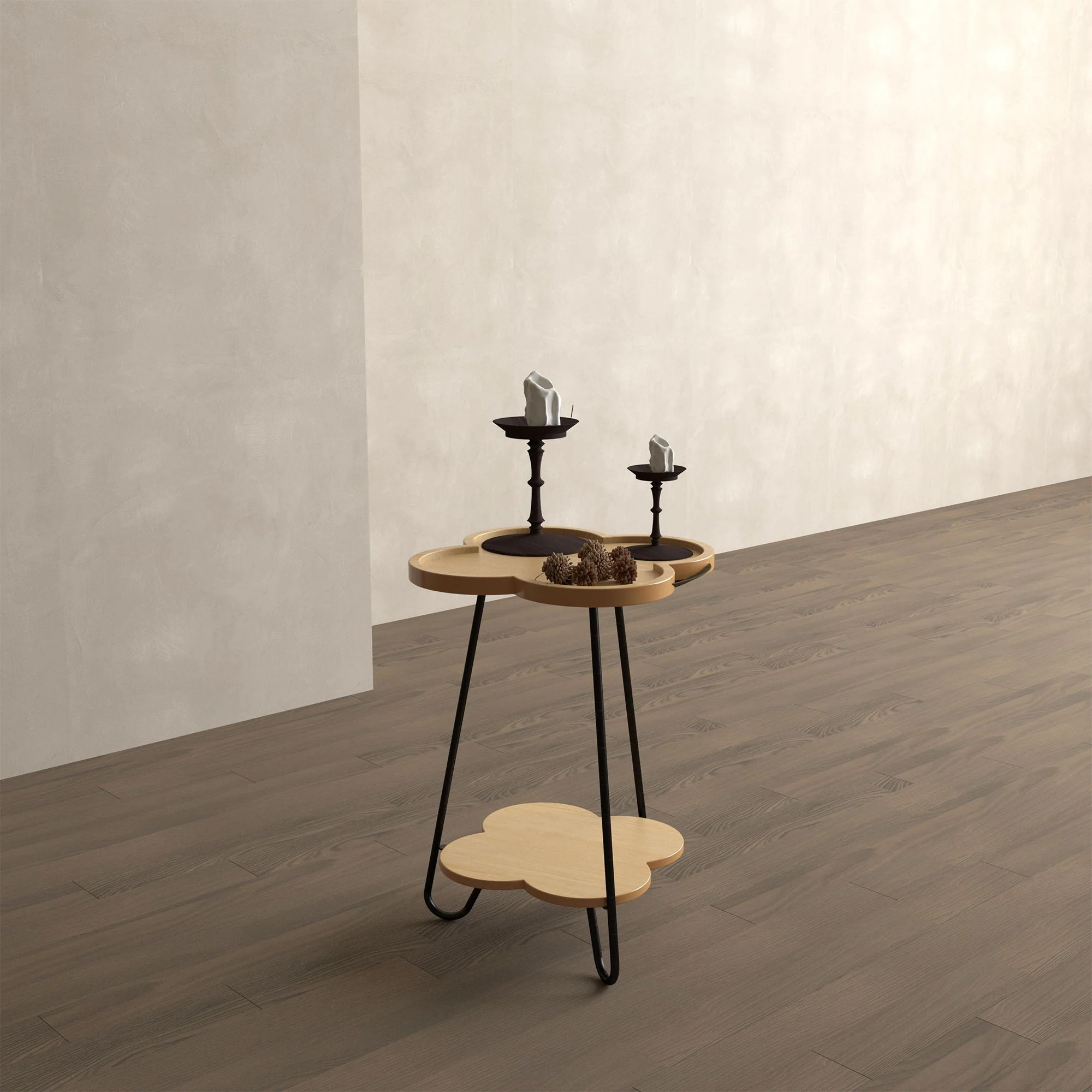 Petal Shape Accent Side Table - Acacia Wood - Image 10