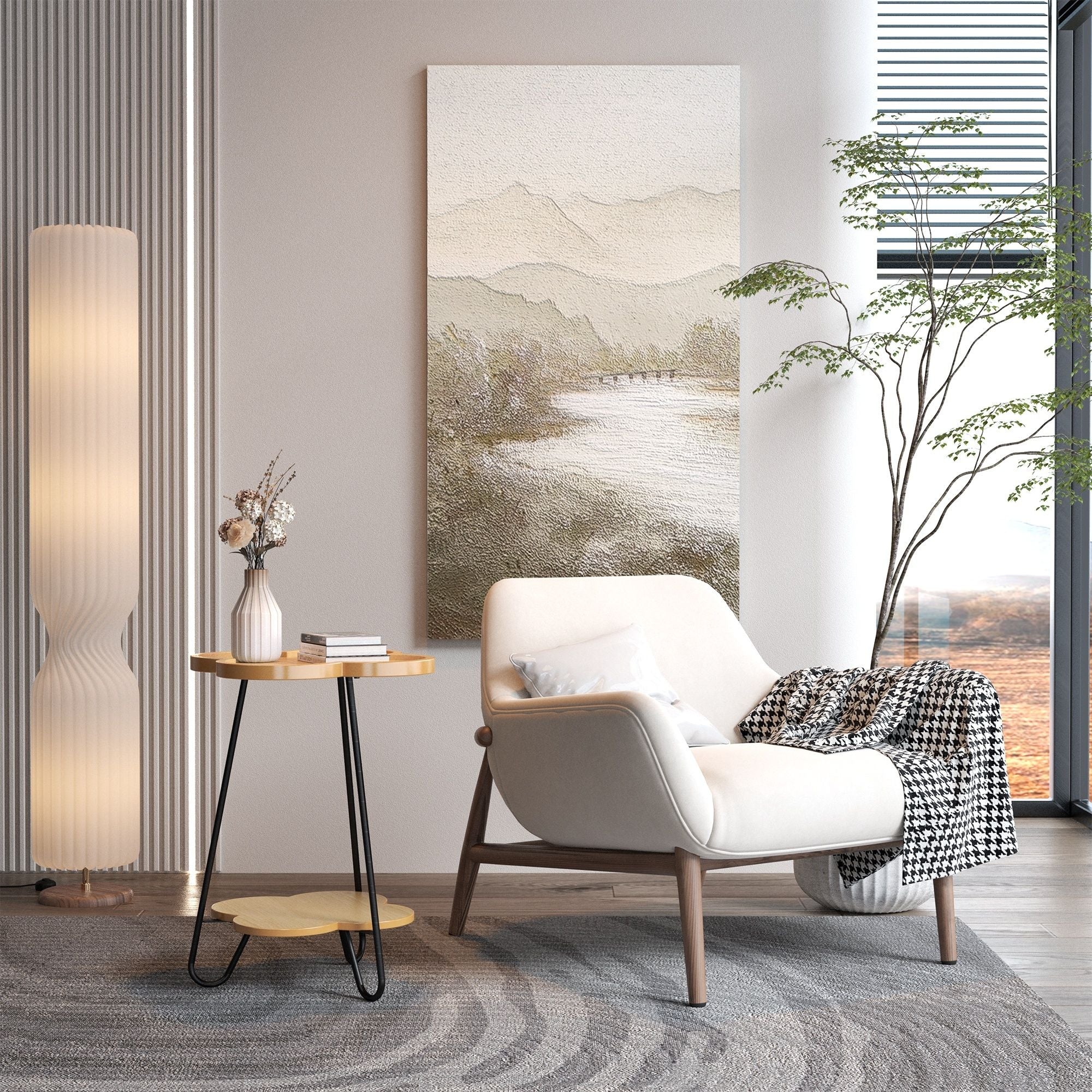 Petal Shape Accent Side Table - Acacia Wood - Image 11