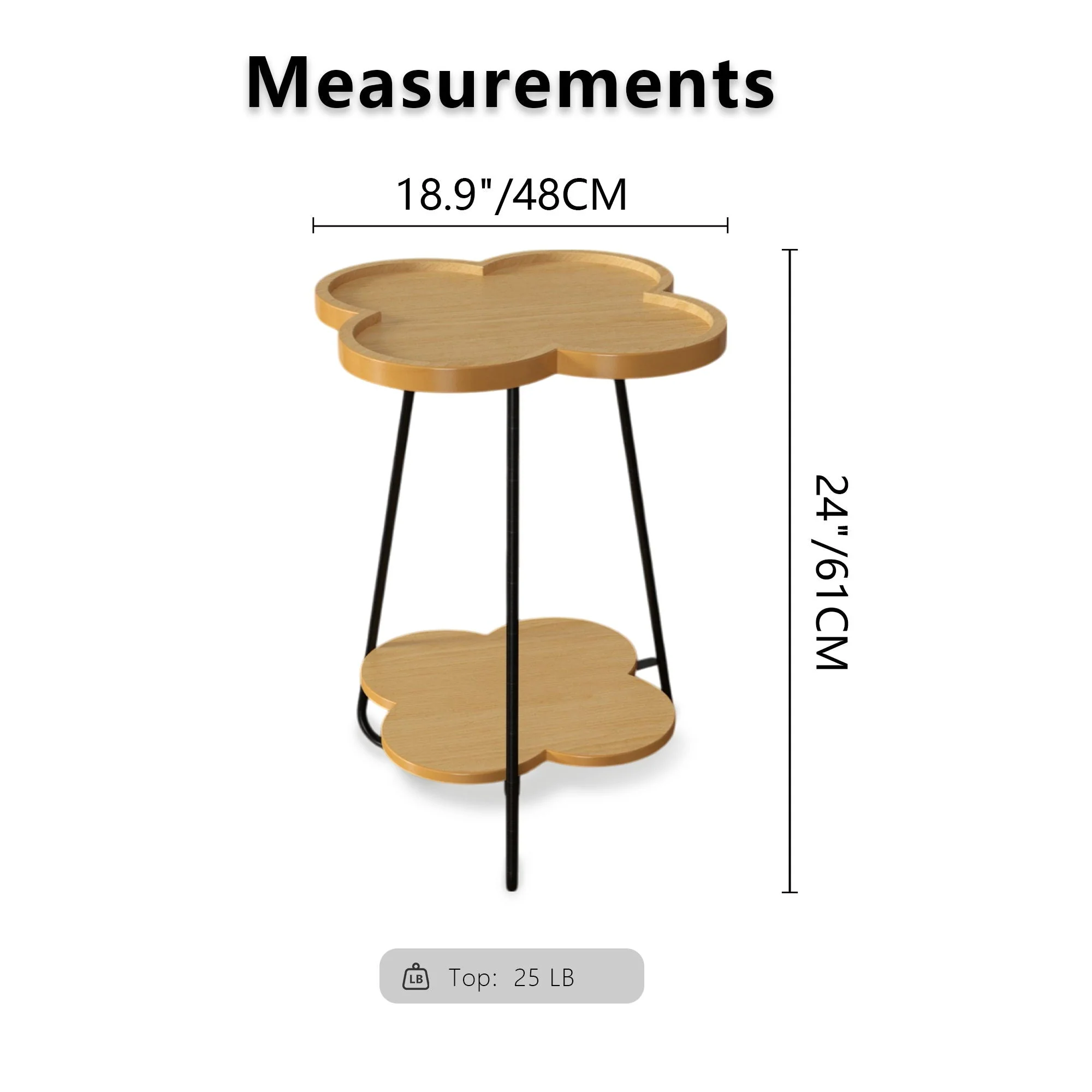 Petal Shape Accent Side Table - Acacia Wood - Image 2
