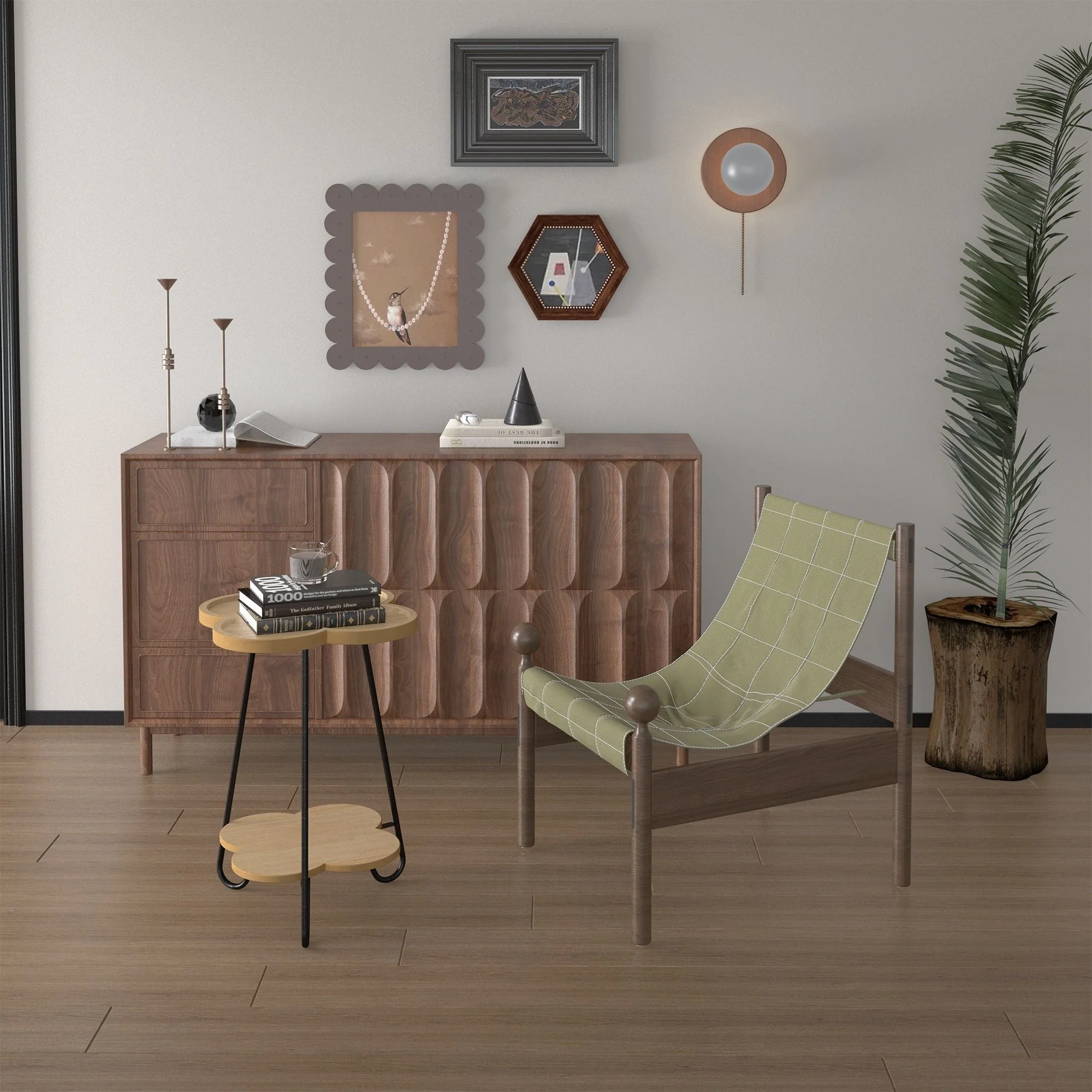 Petal Shape Accent Side Table - Acacia Wood - Image 4