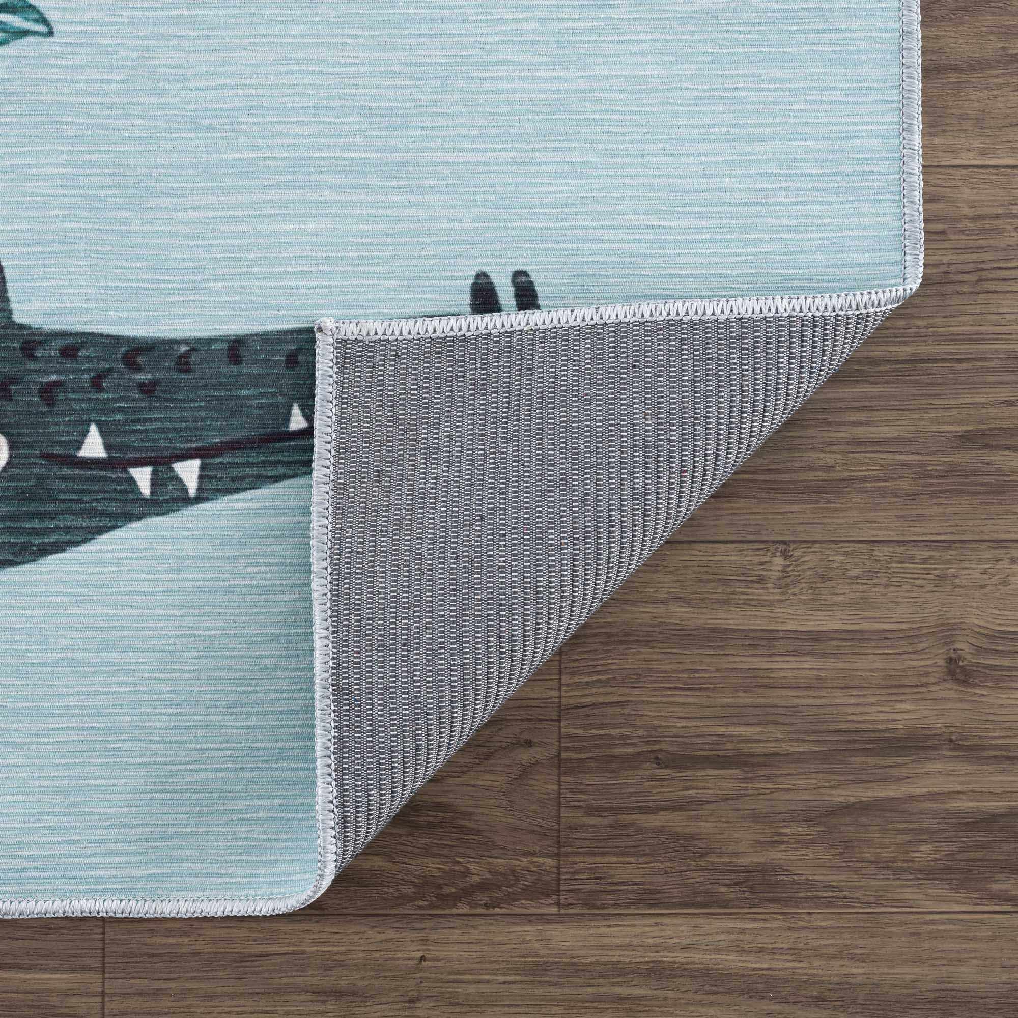 Petey Blue Animal Print Washable Kids Rug - Clearance - Image 3