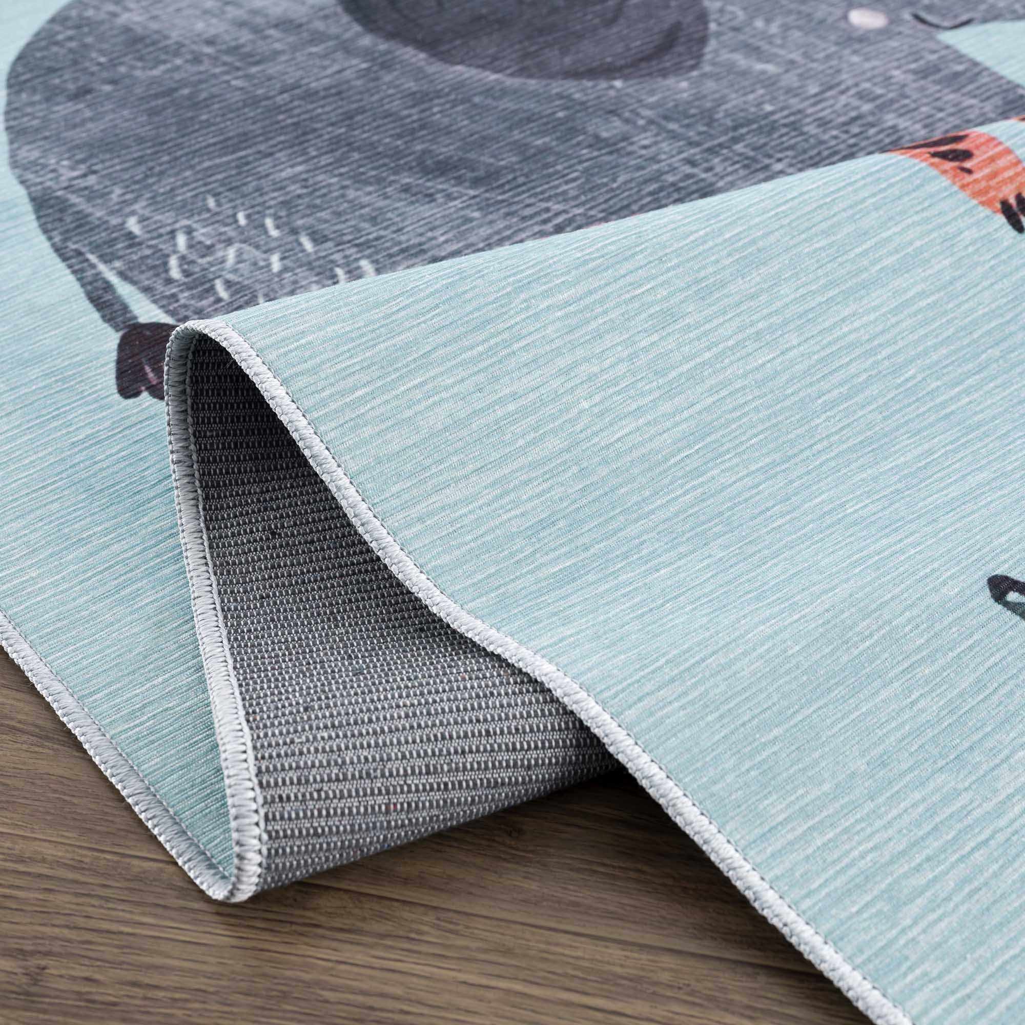 Petey Blue Animal Print Washable Kids Rug - Clearance - Image 5