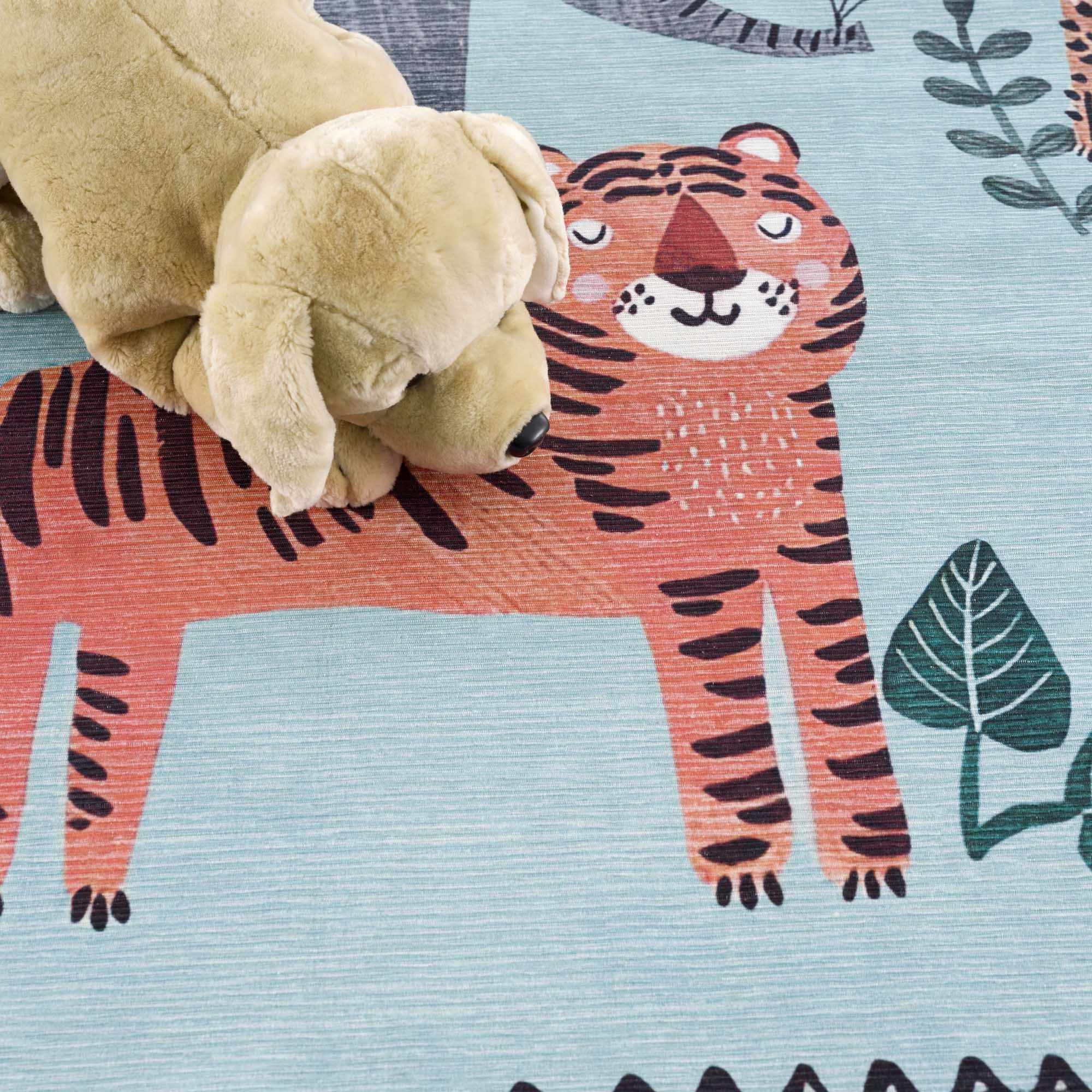 Petey Blue Animal Print Washable Kids Rug - Clearance - Image 9