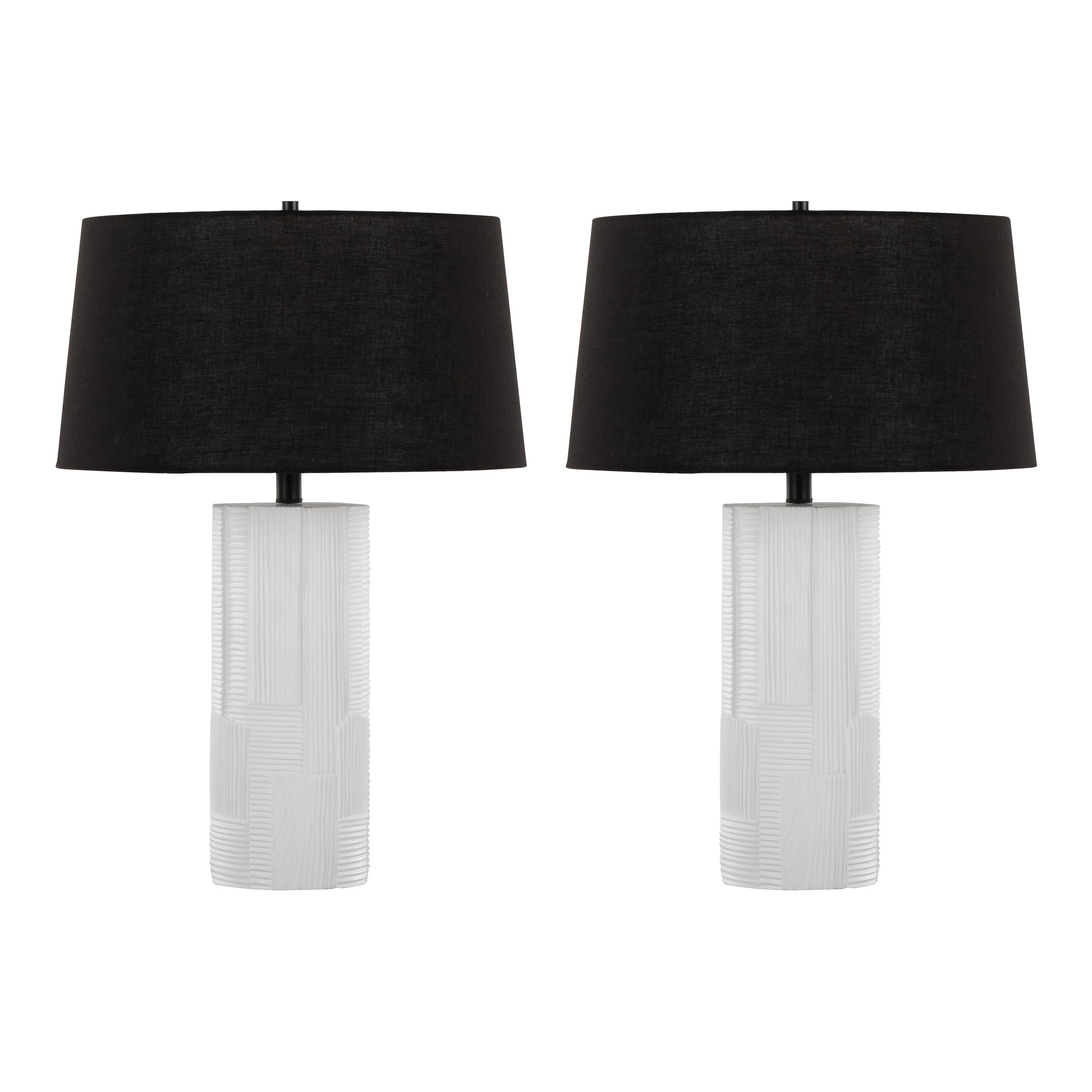 Petra 26" Contemporary Polyresin Table Lamp in Cream and Black - Set of 2