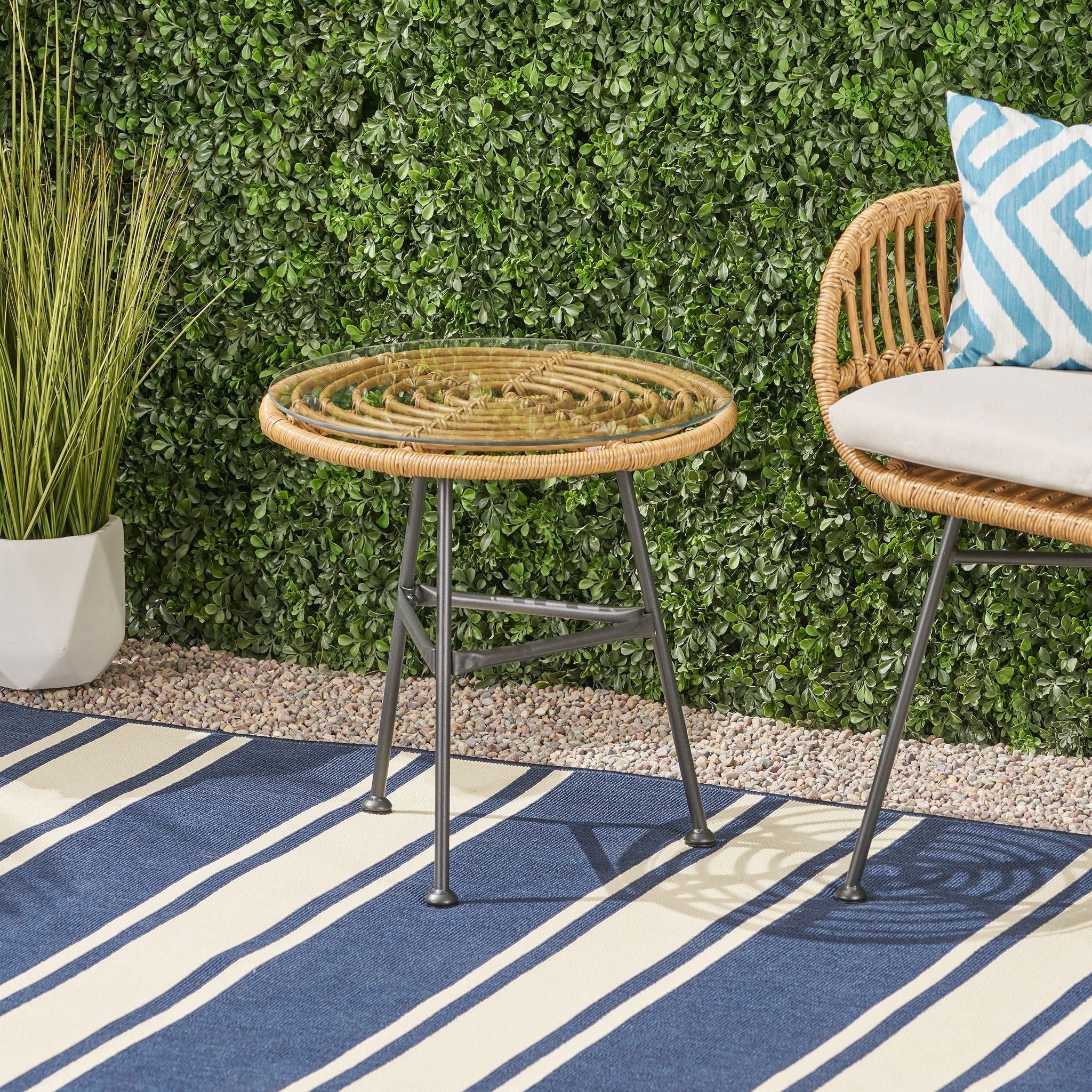 Petrichor - Outdoor Side Table With Tempered Glass And Steel Frame - Image 5