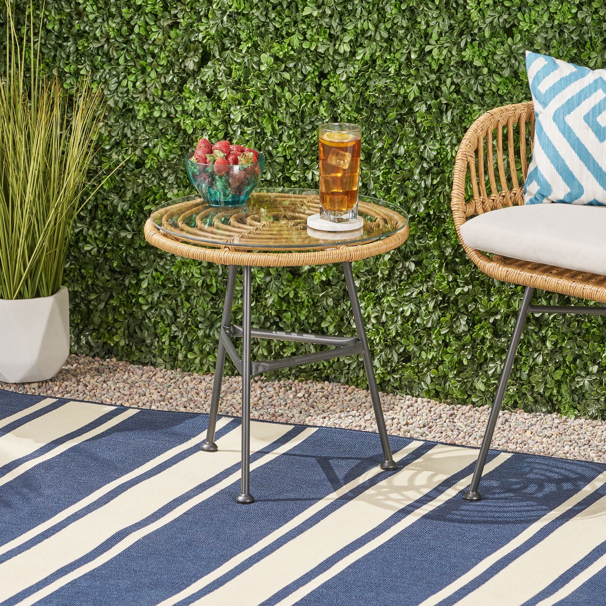 Petrichor - Outdoor Side Table With Tempered Glass And Steel Frame - Image 6