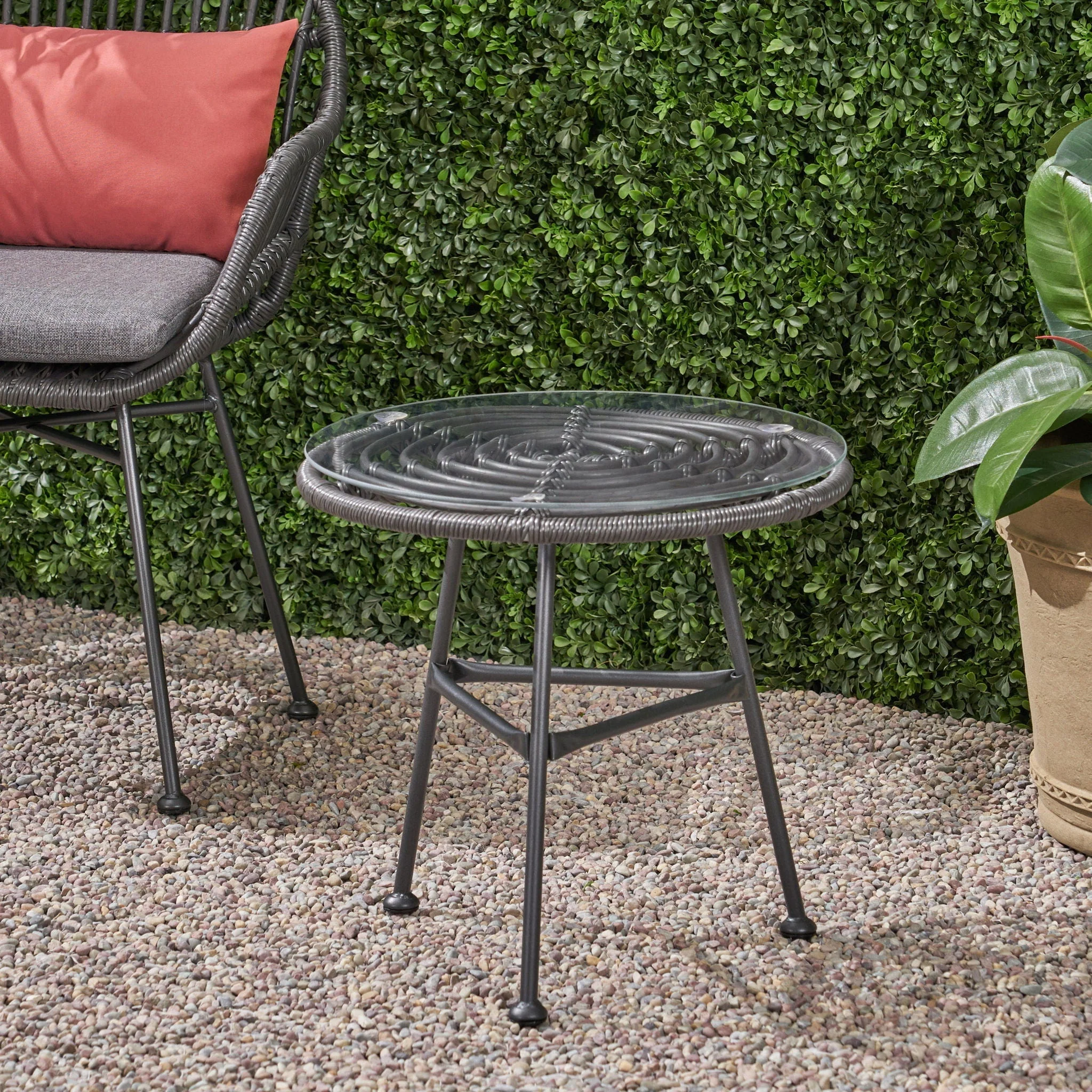 Petrichor - Outdoor Side Table With Tempered Glass And Steel Frame - Image 8