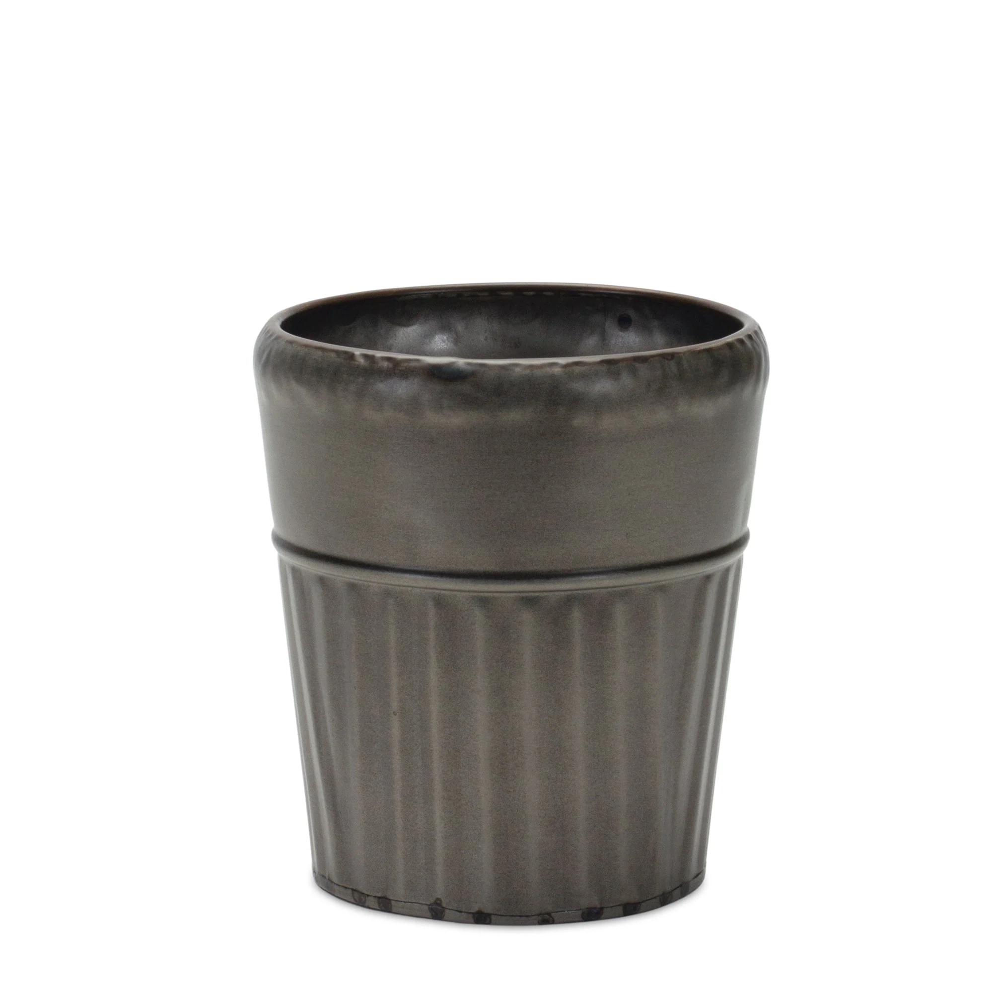 Pewter Metal Planter with Tapered Design (Set of 3) - Image 4