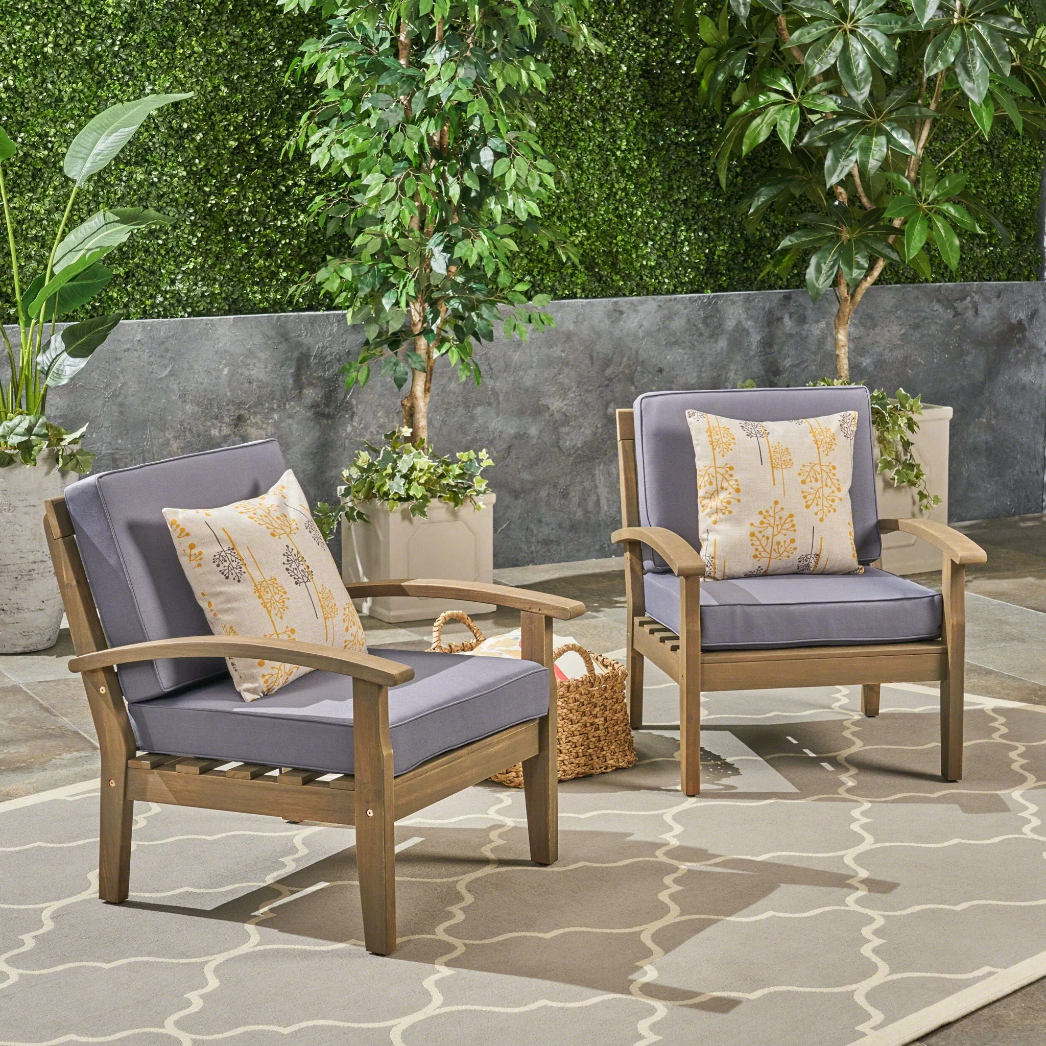 Peyton Club Chair Outdoor Seating Acacia Wood Dark Gray - Image 2