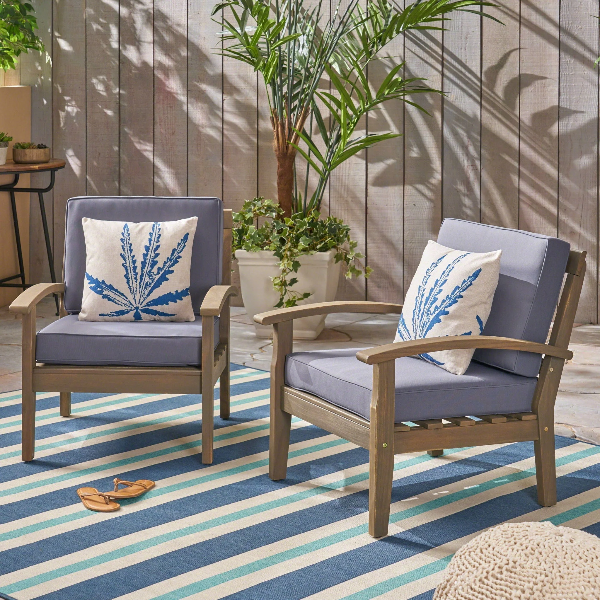 Peyton Club Chair Outdoor Seating Acacia Wood Dark Gray - Image 3