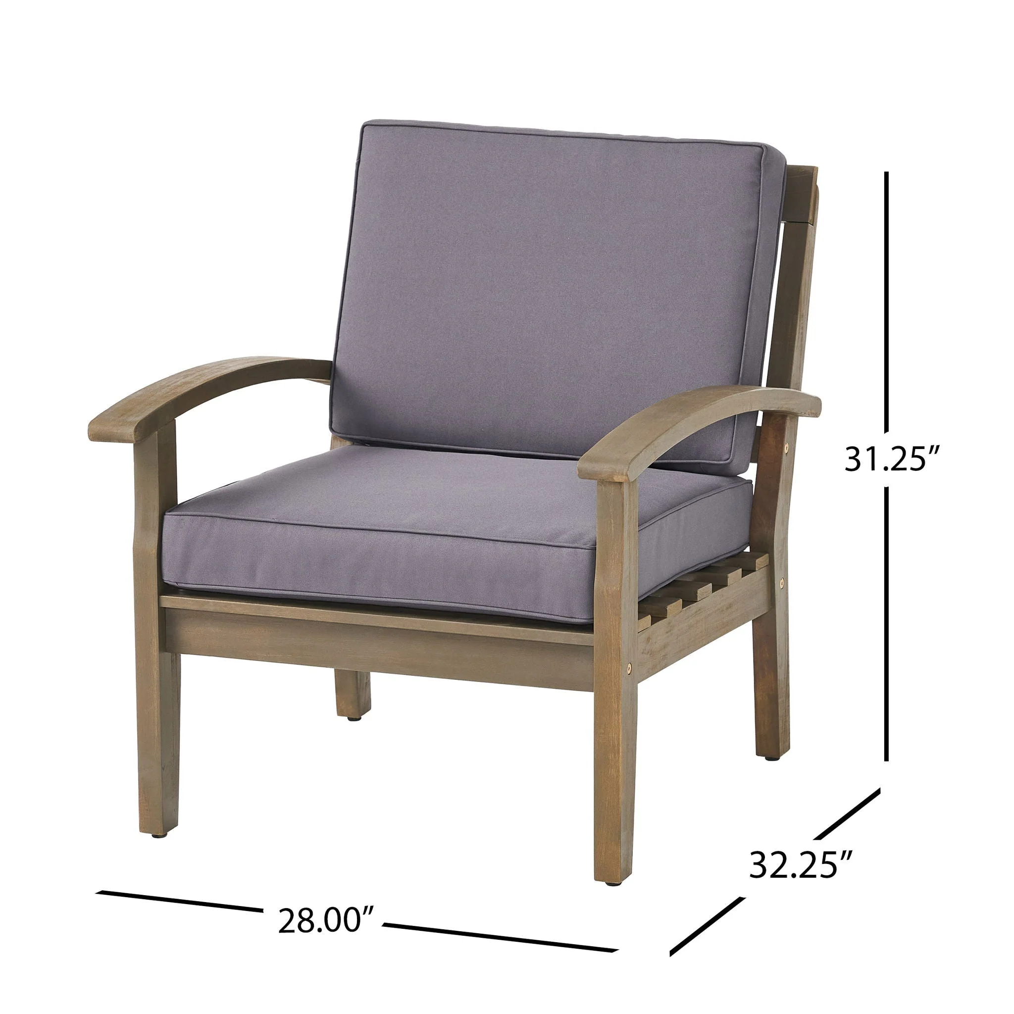 Peyton Club Chair Outdoor Seating Acacia Wood Dark Gray - Image 4