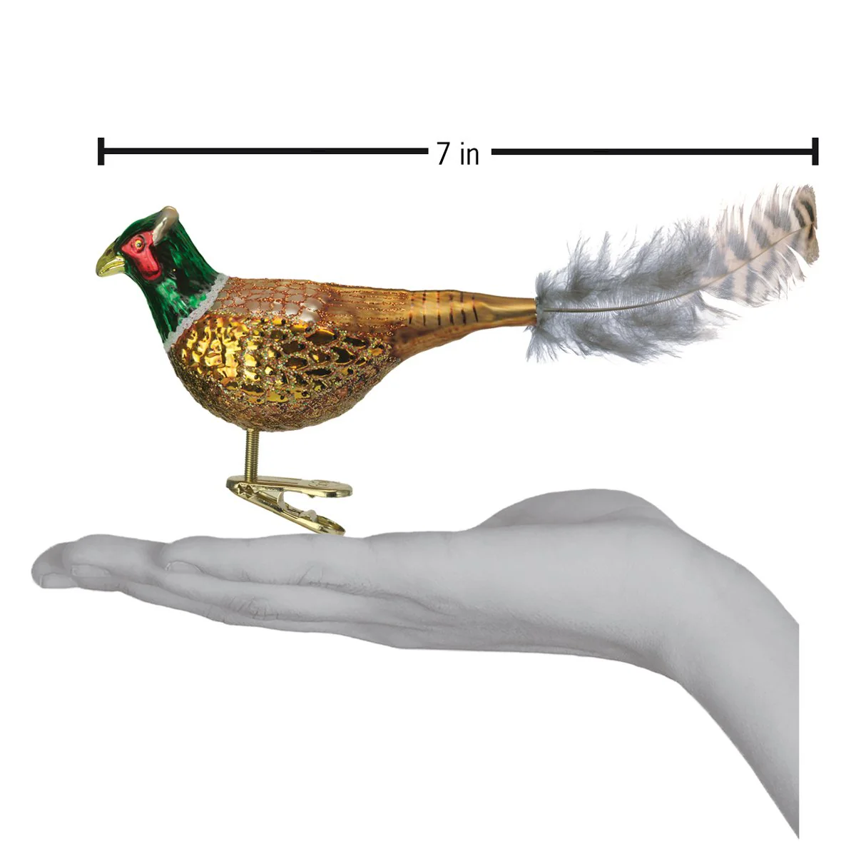 Pheasant Glass Ornament 2 x 7 x 1.5 Inches - Image 4