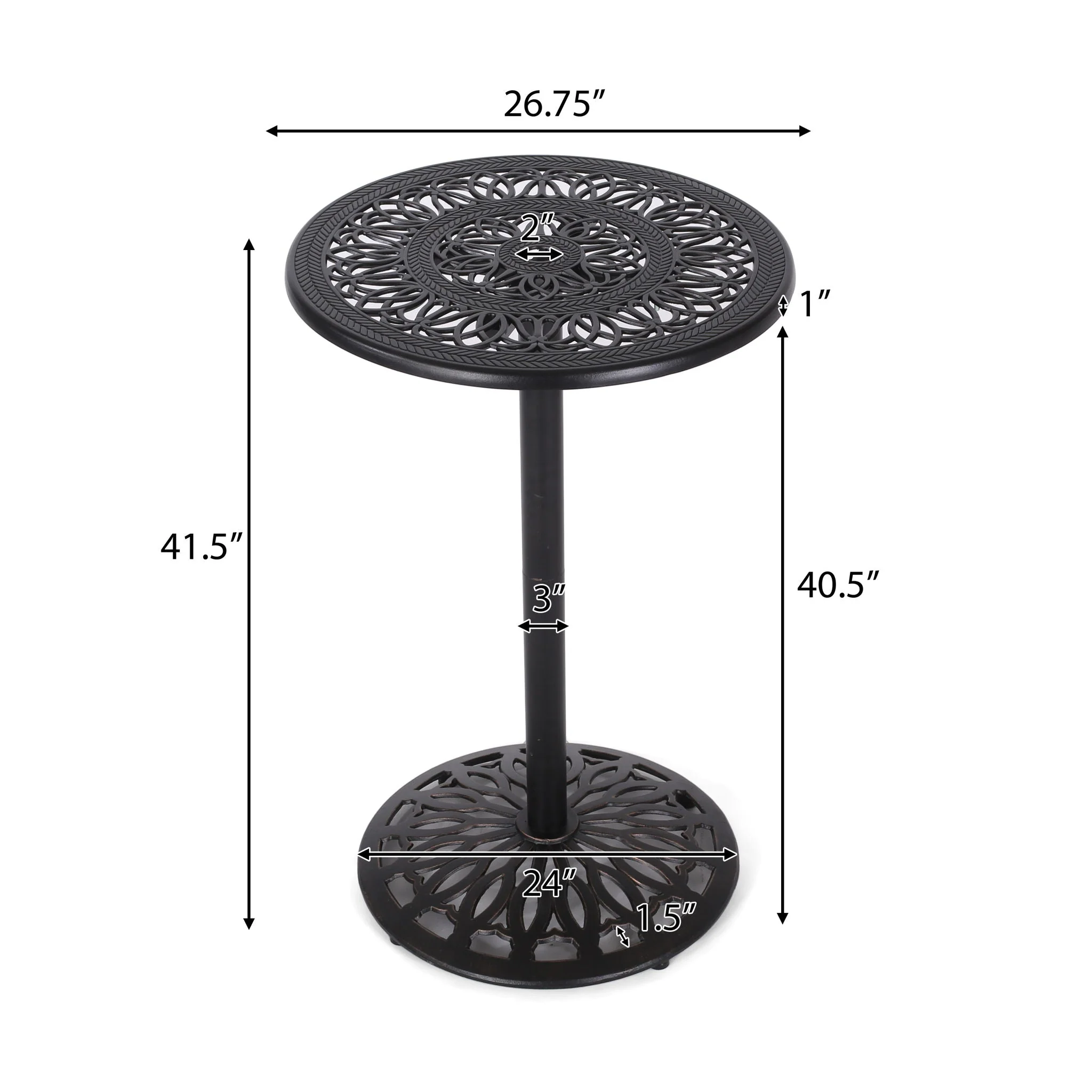 Phoebe - Outdoor Cast Bar Table - Black - Image 2