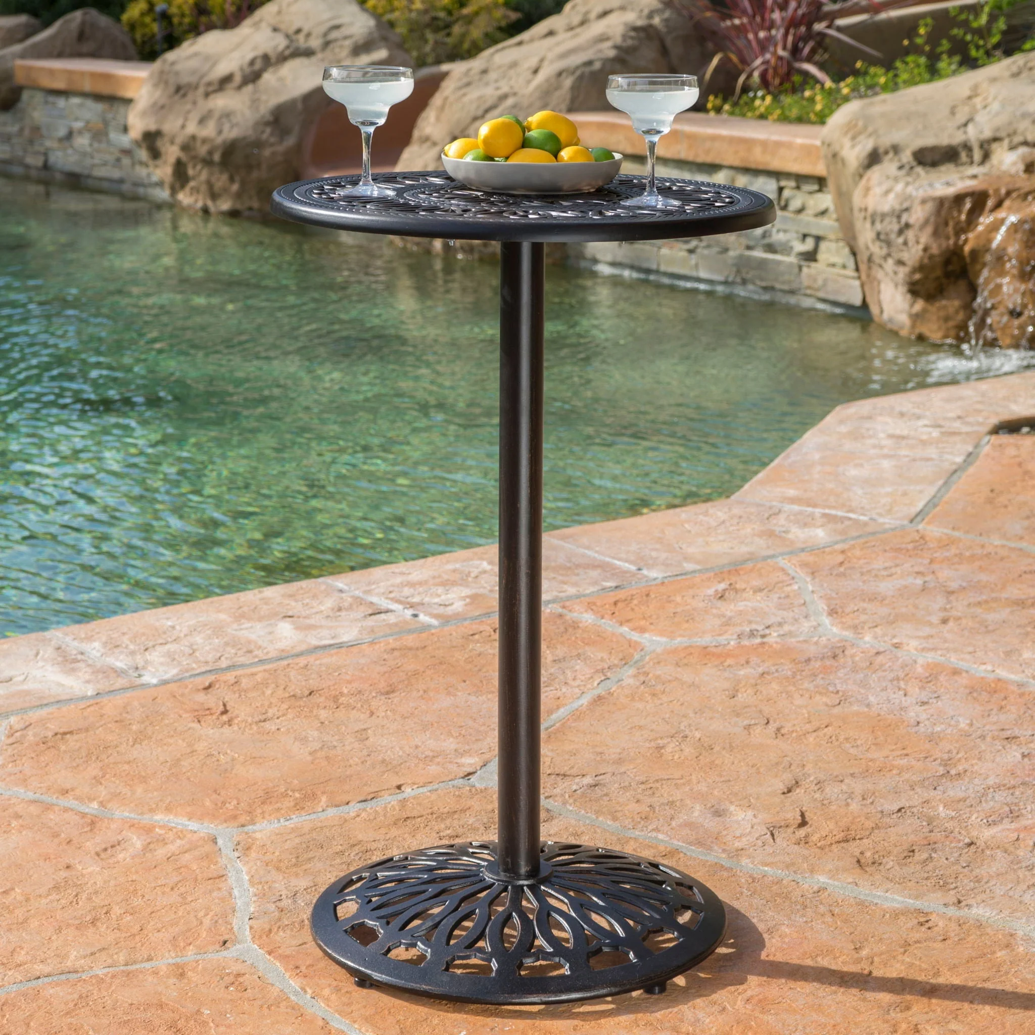 Phoebe - Outdoor Cast Bar Table - Black - Image 4