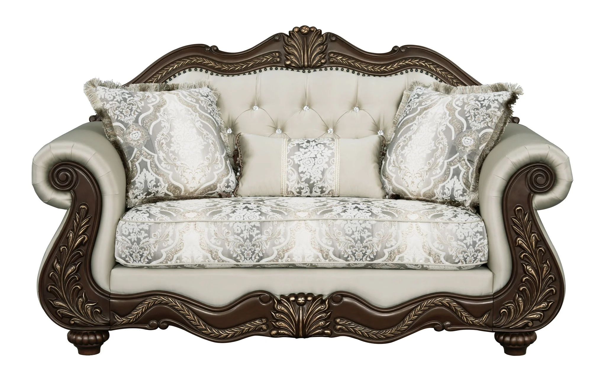 Pierce - Loveseat With 3 Pillows - Beige / Cherry - Image 3