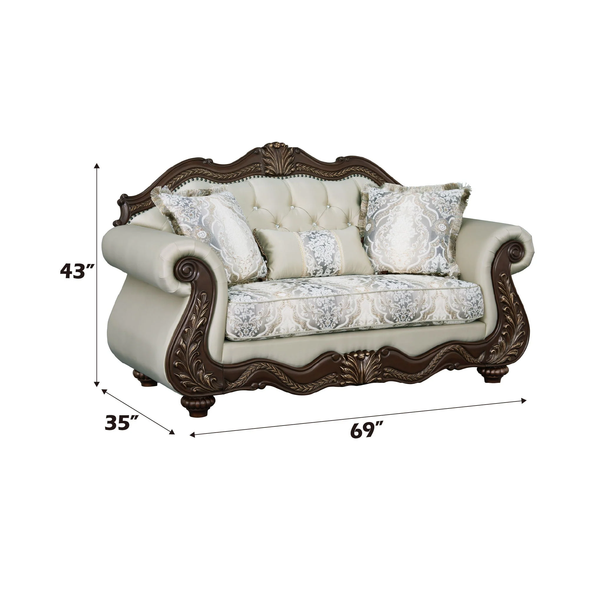 Pierce - Loveseat With 3 Pillows - Beige / Cherry - Image 4
