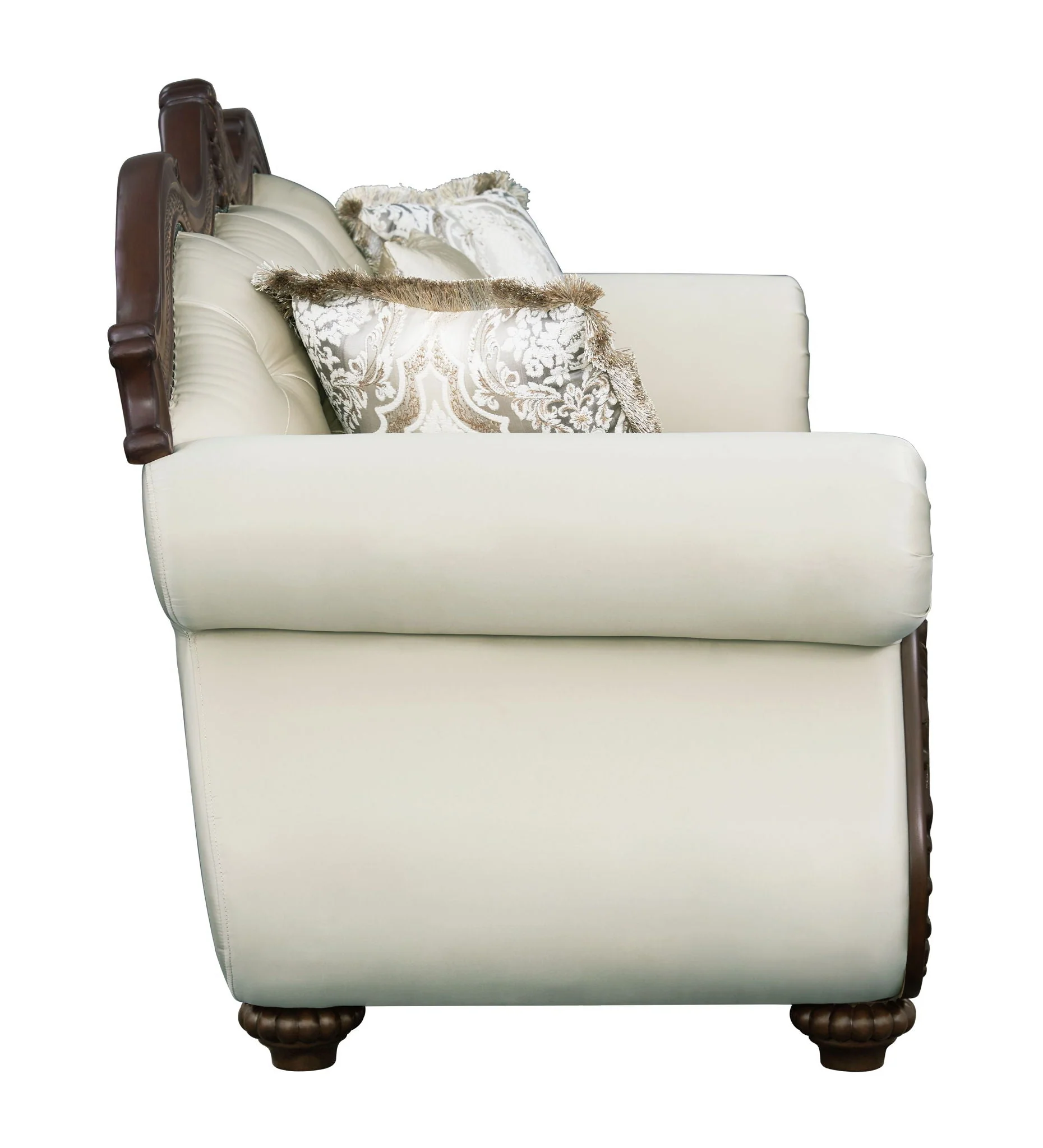 Pierce - Sofa With 5 Pillows - Beige / Cherry - Image 2