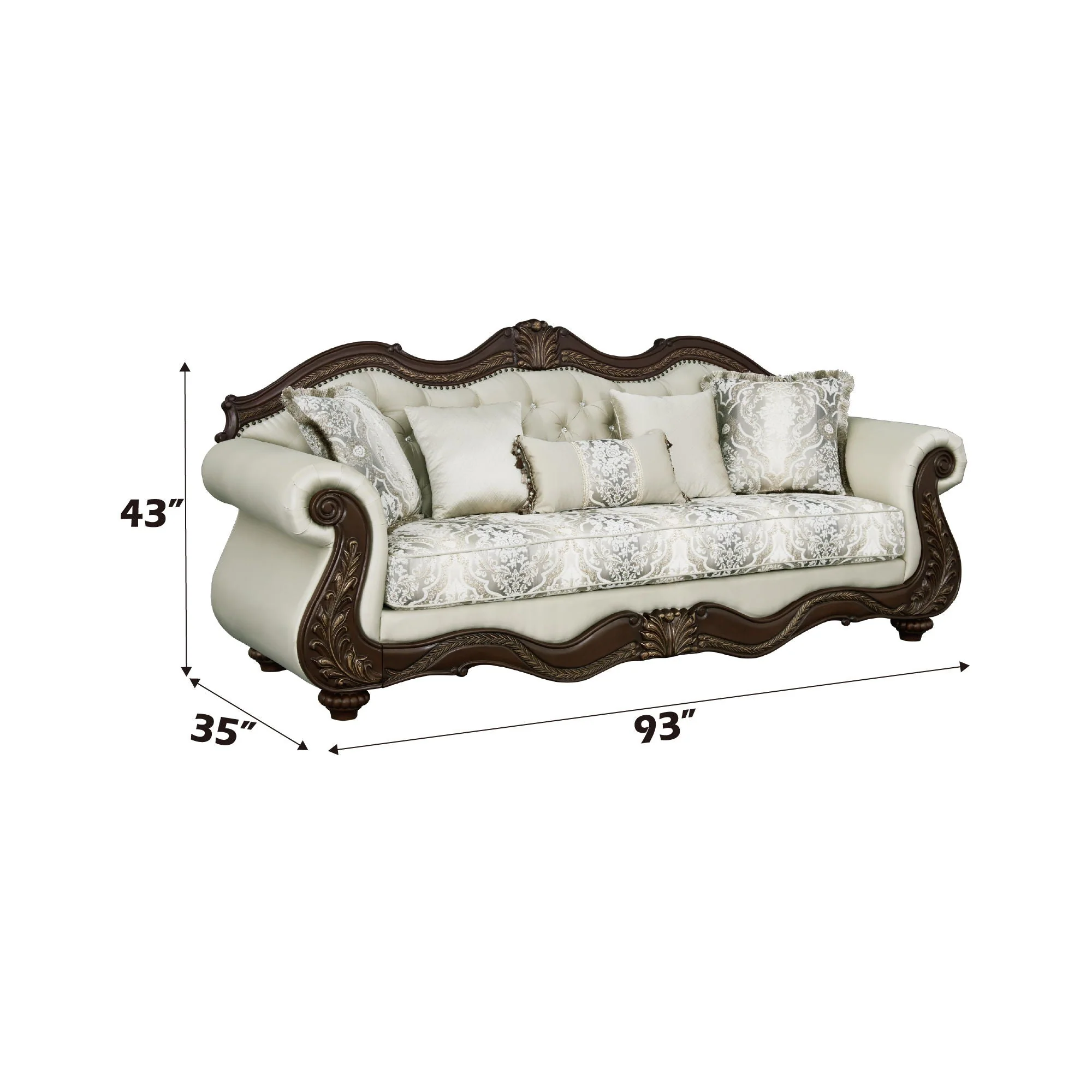 Pierce - Sofa With 5 Pillows - Beige / Cherry - Image 4