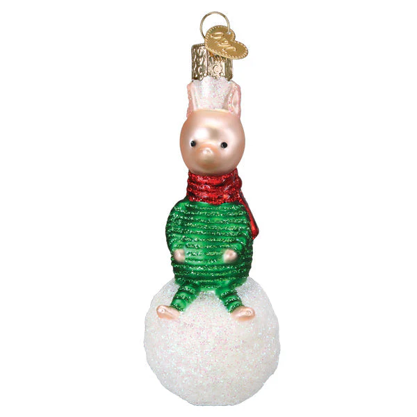 Piglet On Snowball Christmas Ornament - Image 3