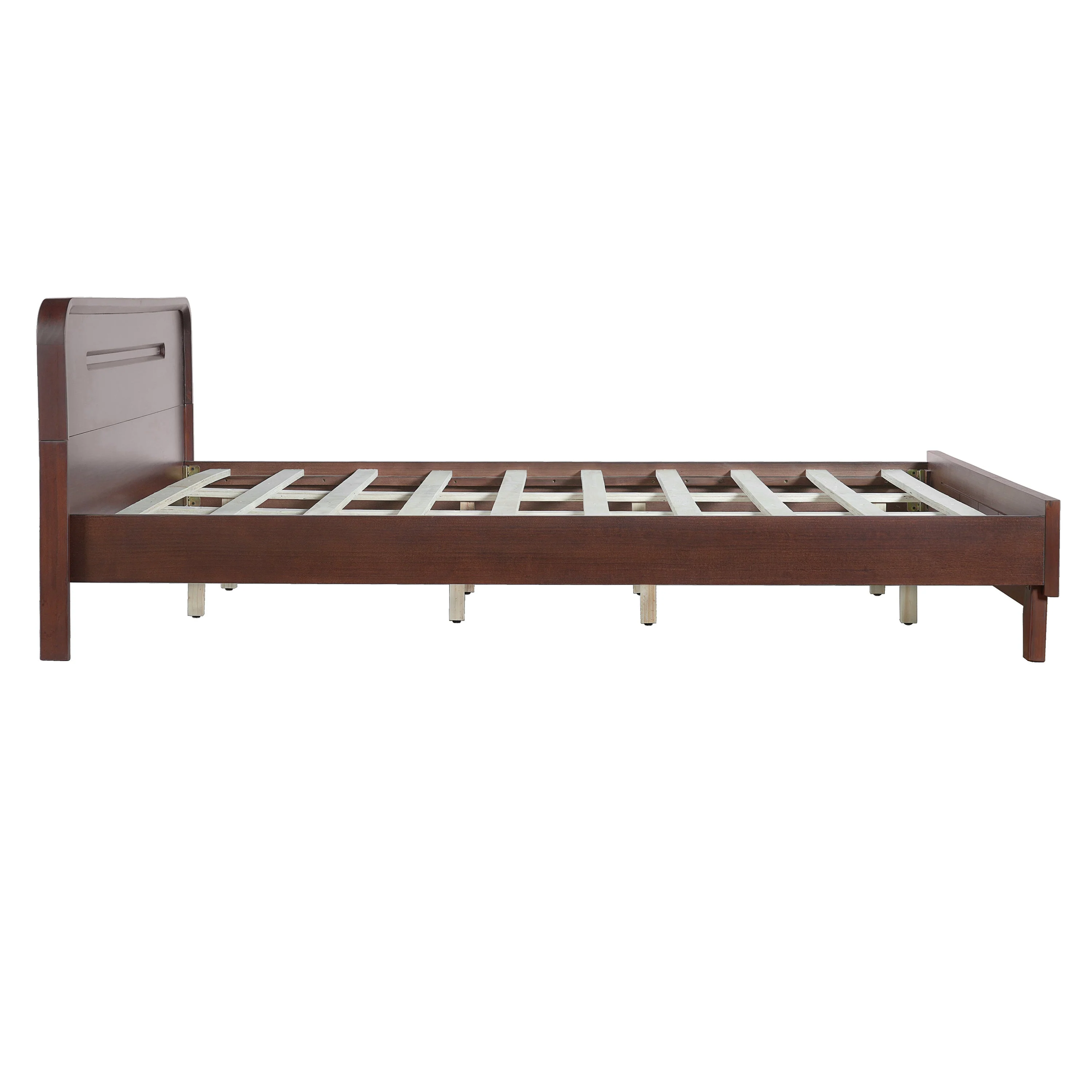 Pine Solid Wood Queen Size Bed, Dark Walnut - Image 10