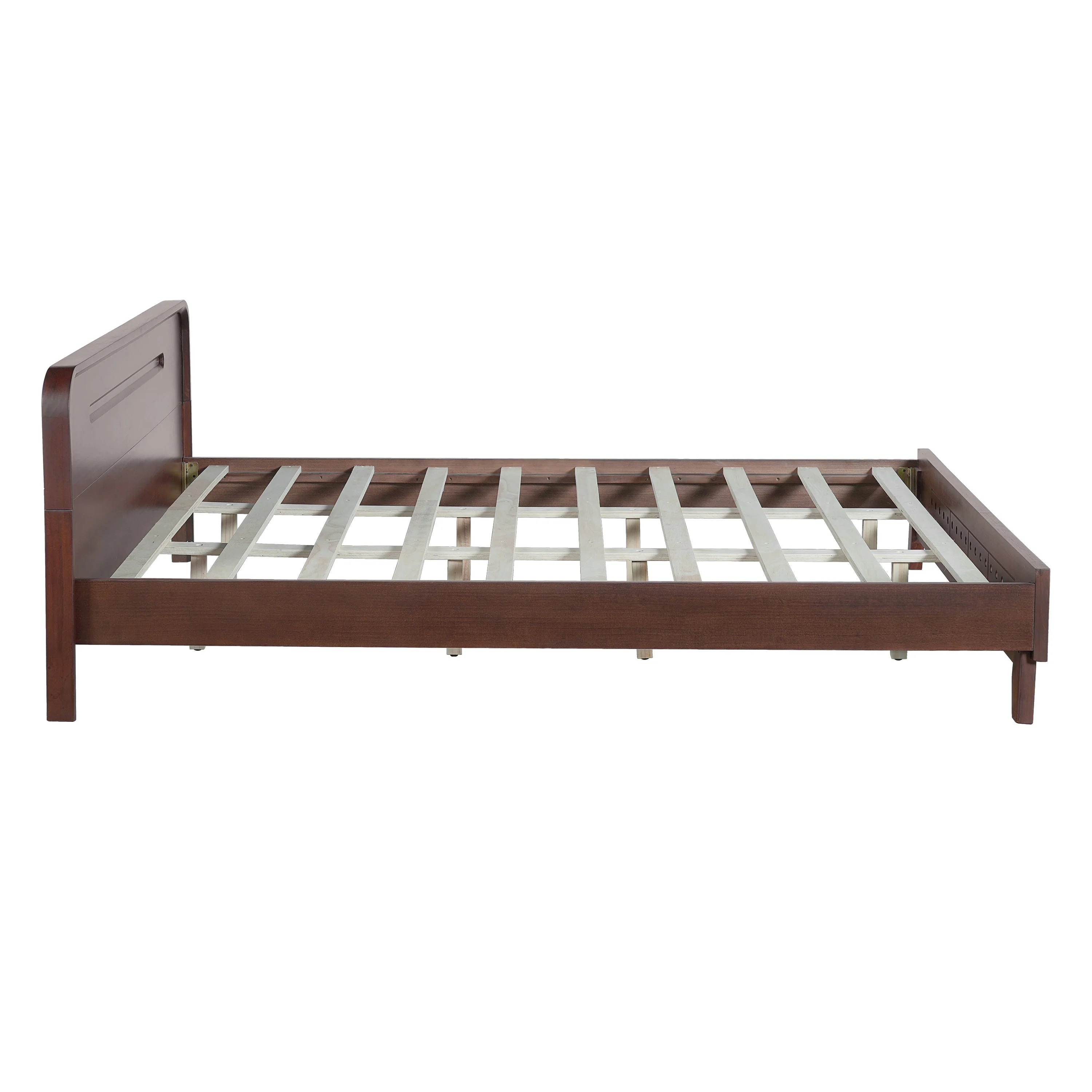 Pine Solid Wood Queen Size Bed, Dark Walnut - Image 11