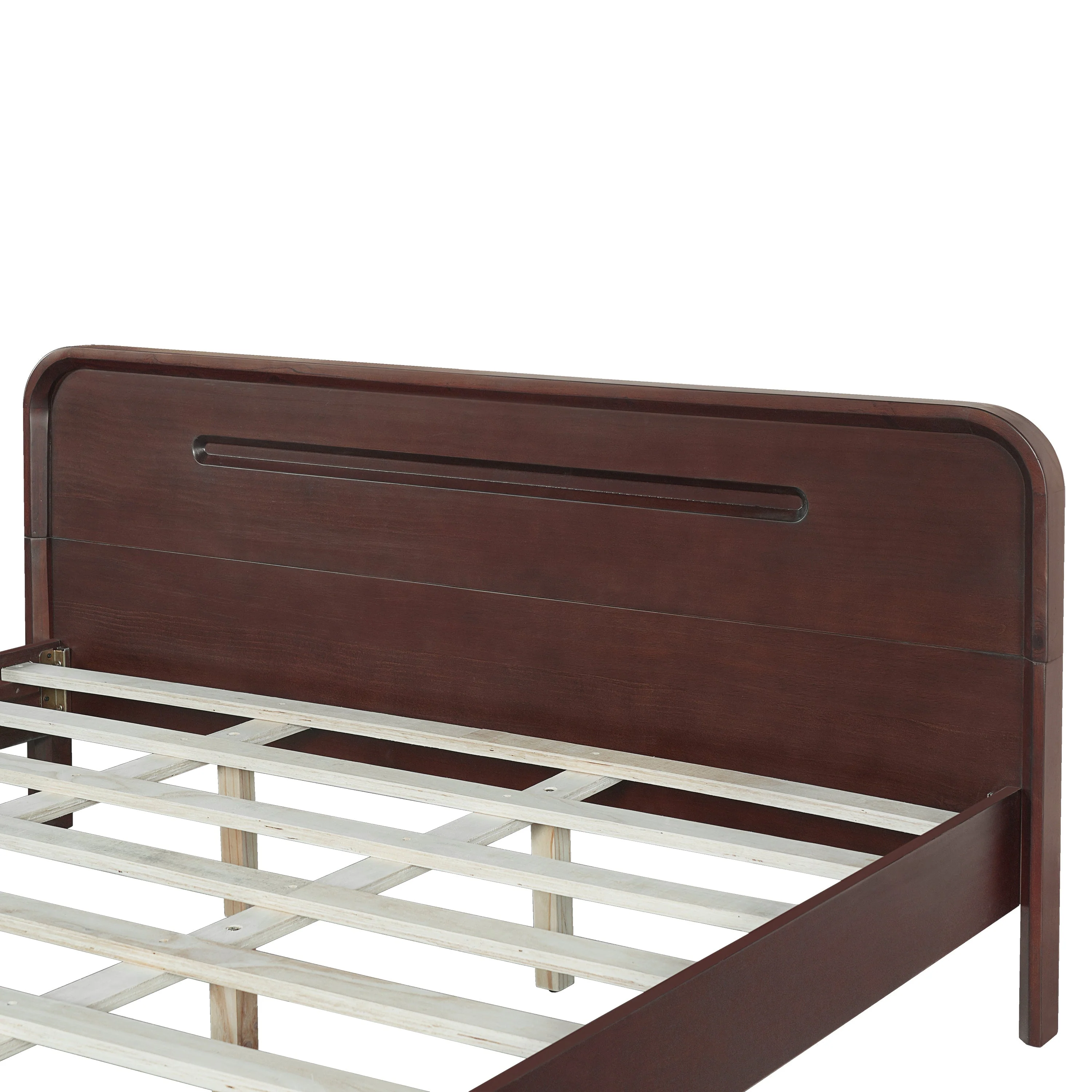 Pine Solid Wood Queen Size Bed, Dark Walnut - Image 13