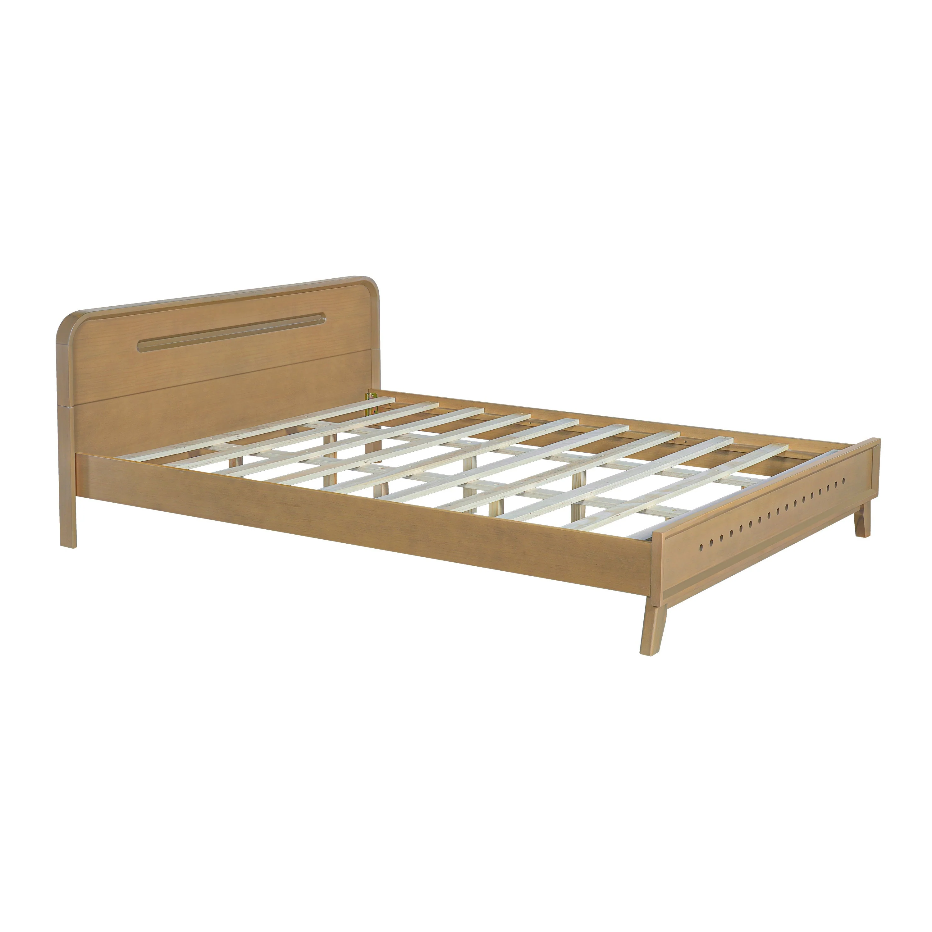 Pine Solid Wood Queen Size Bed, Rustic Yellow - Image 10