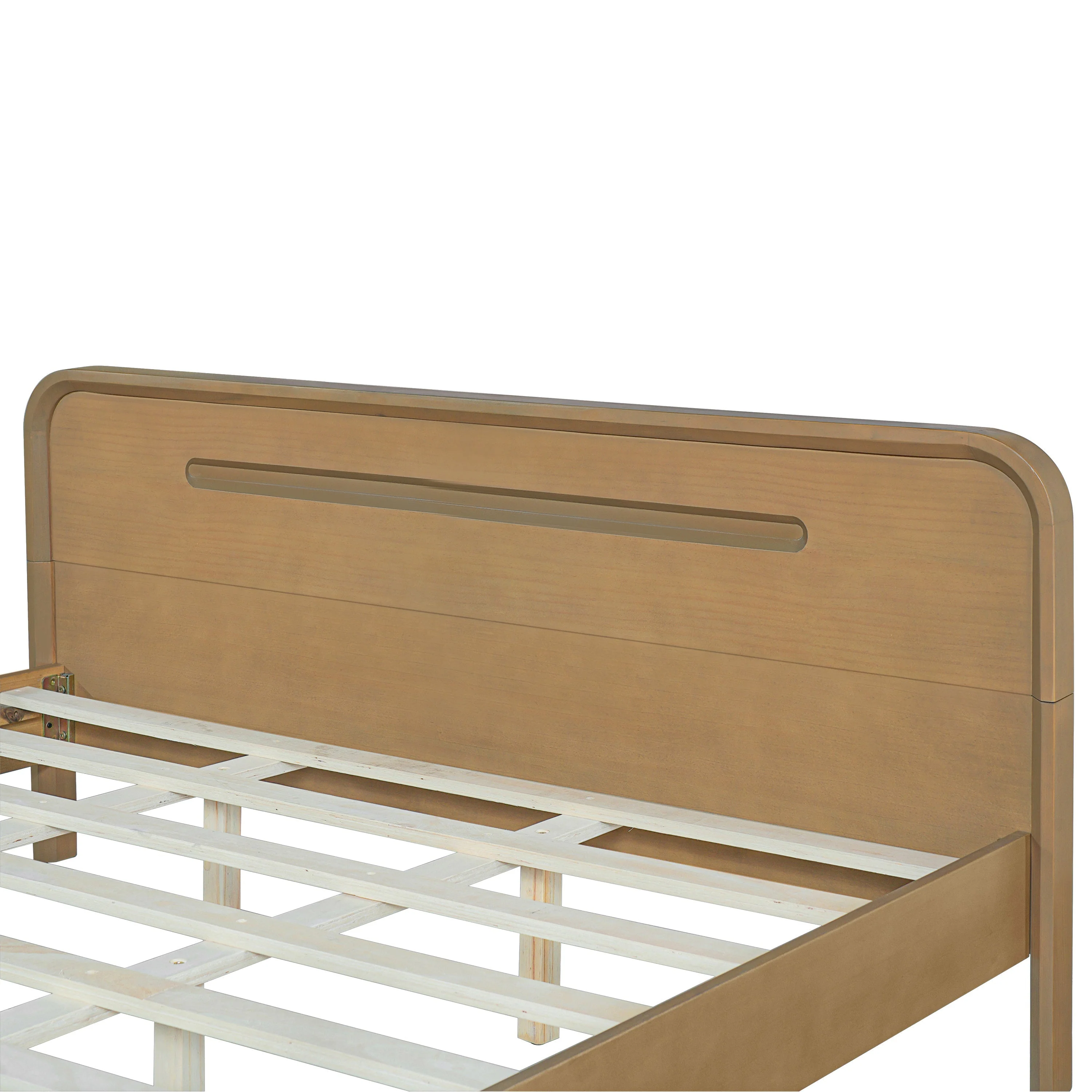 Pine Solid Wood Queen Size Bed, Rustic Yellow - Image 12