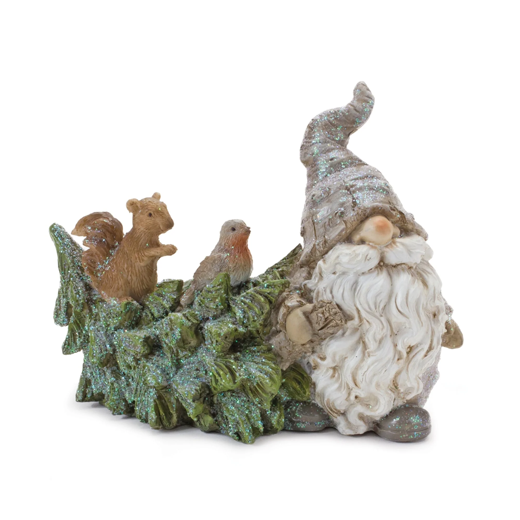Pine Tree Trunk Gnome with Woodland Animals (Set of 2) - Image 2