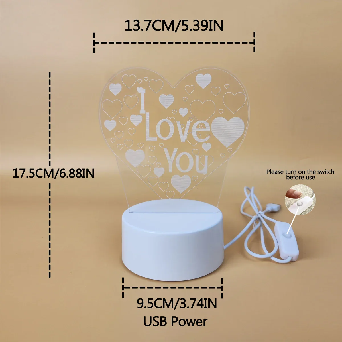 Pink 3D I LOVE YOU Night Light – Romantic LED Gift Lamp for Bedroom Lovers - Image 4