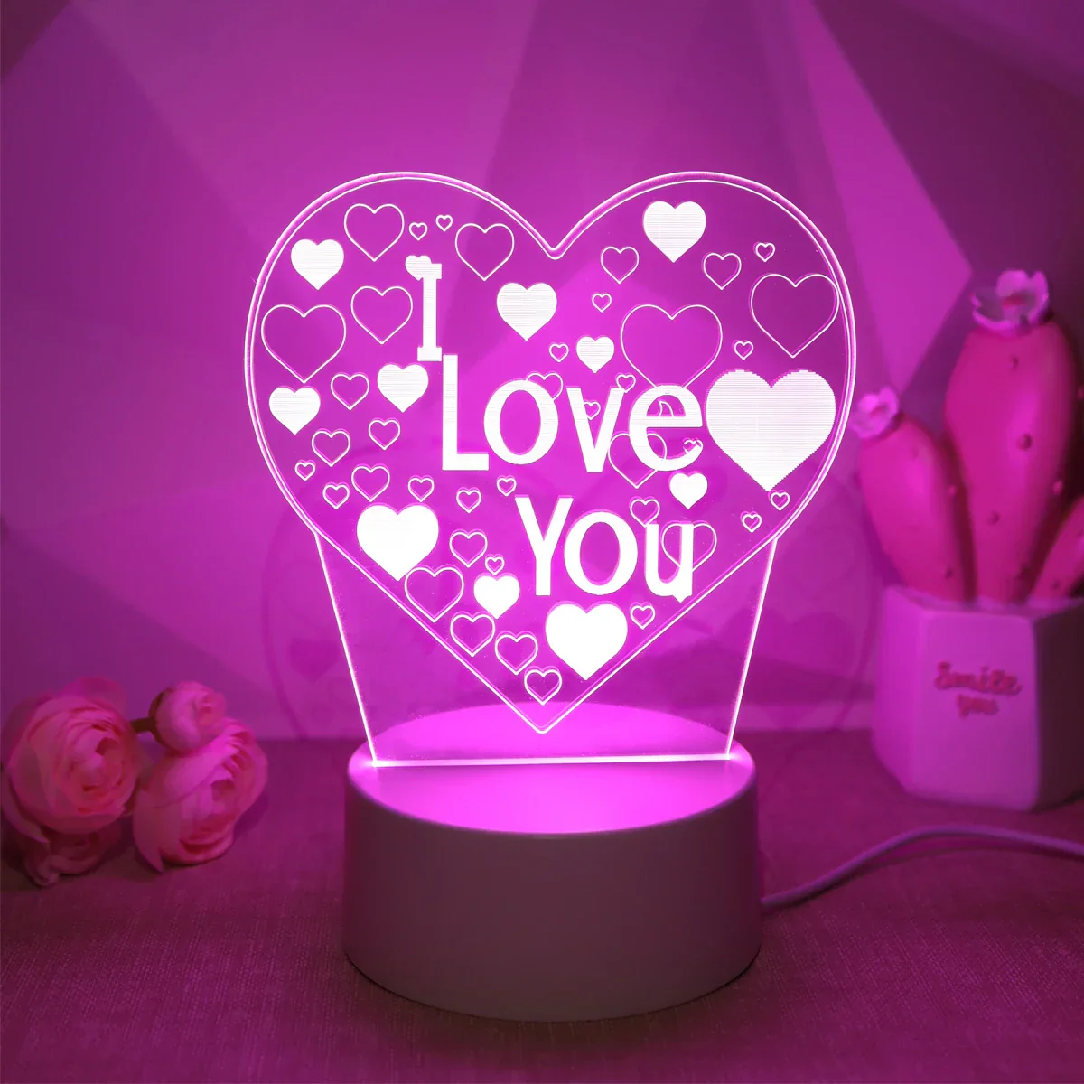 Pink 3D I LOVE YOU Night Light – Romantic LED Gift Lamp for Bedroom Lovers - Image 7