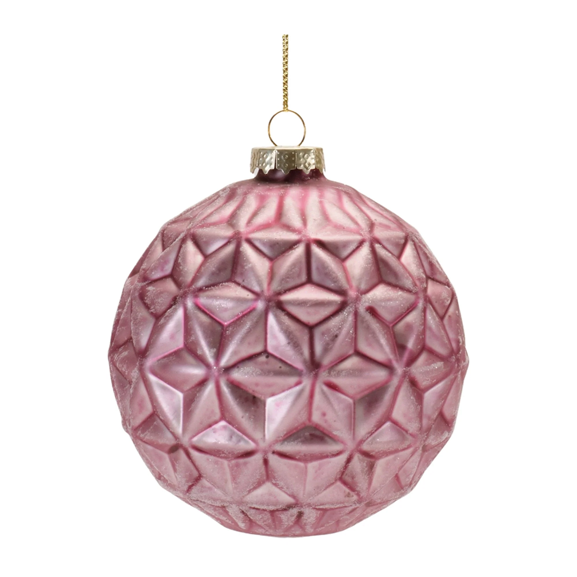 Pink Geometric Frost Glass Ornament (Set of 6) - Image 2