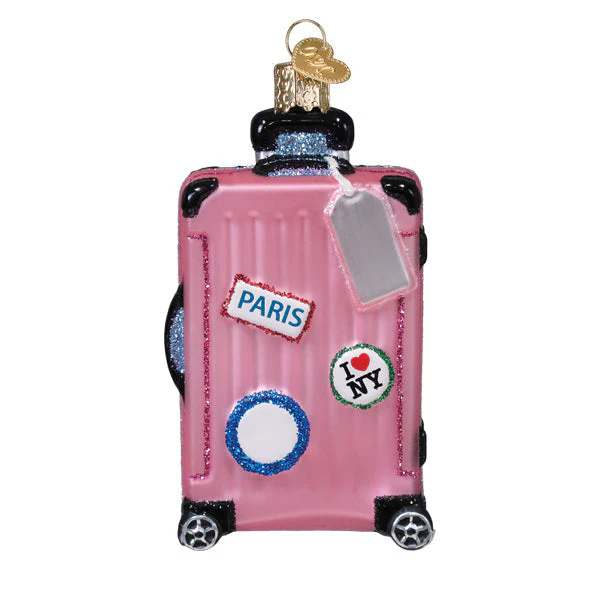 Pink Rolling Suitcase Ornament - Image 3