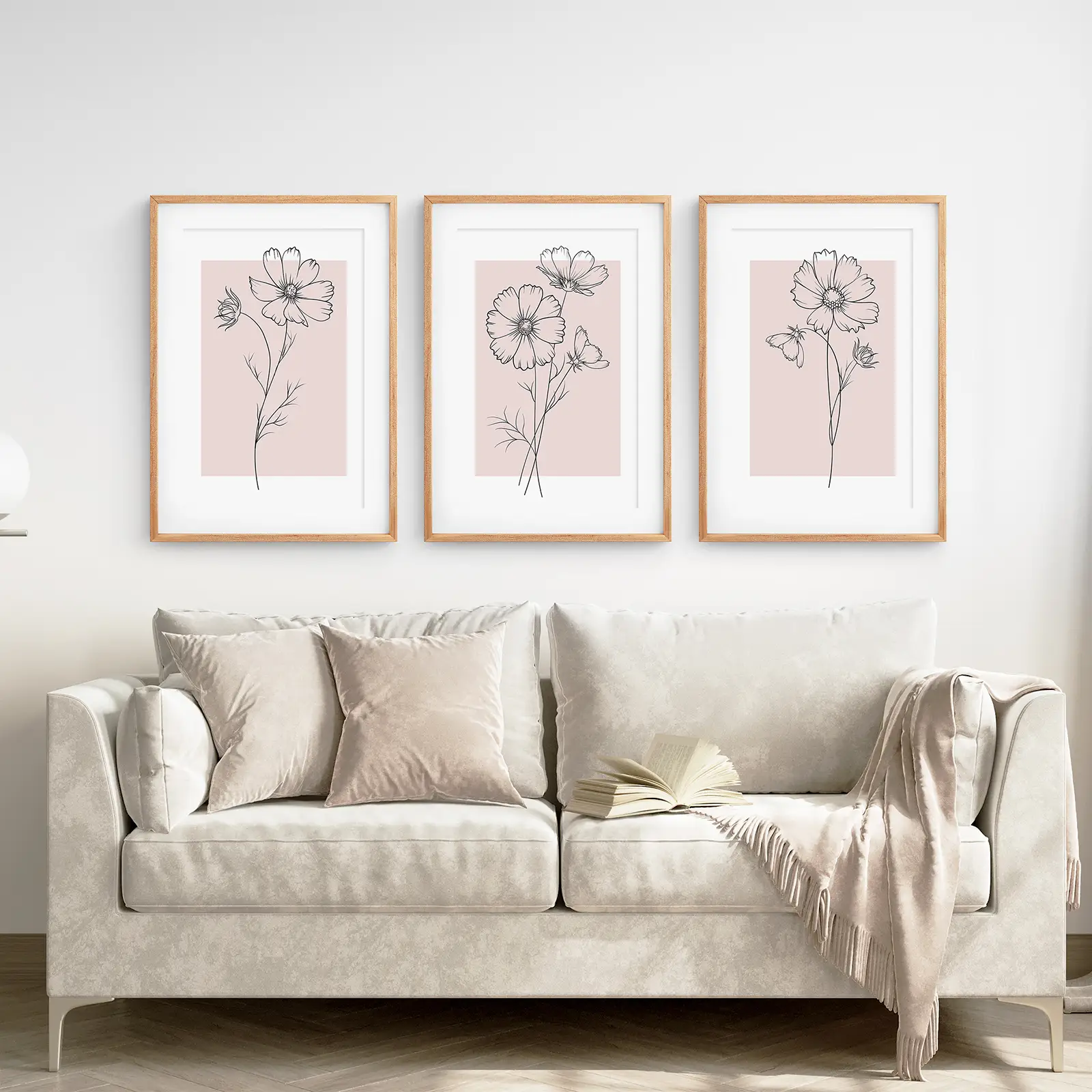 Pink Wall Art Set Of 3 Botanical Modern Decor - Image 2