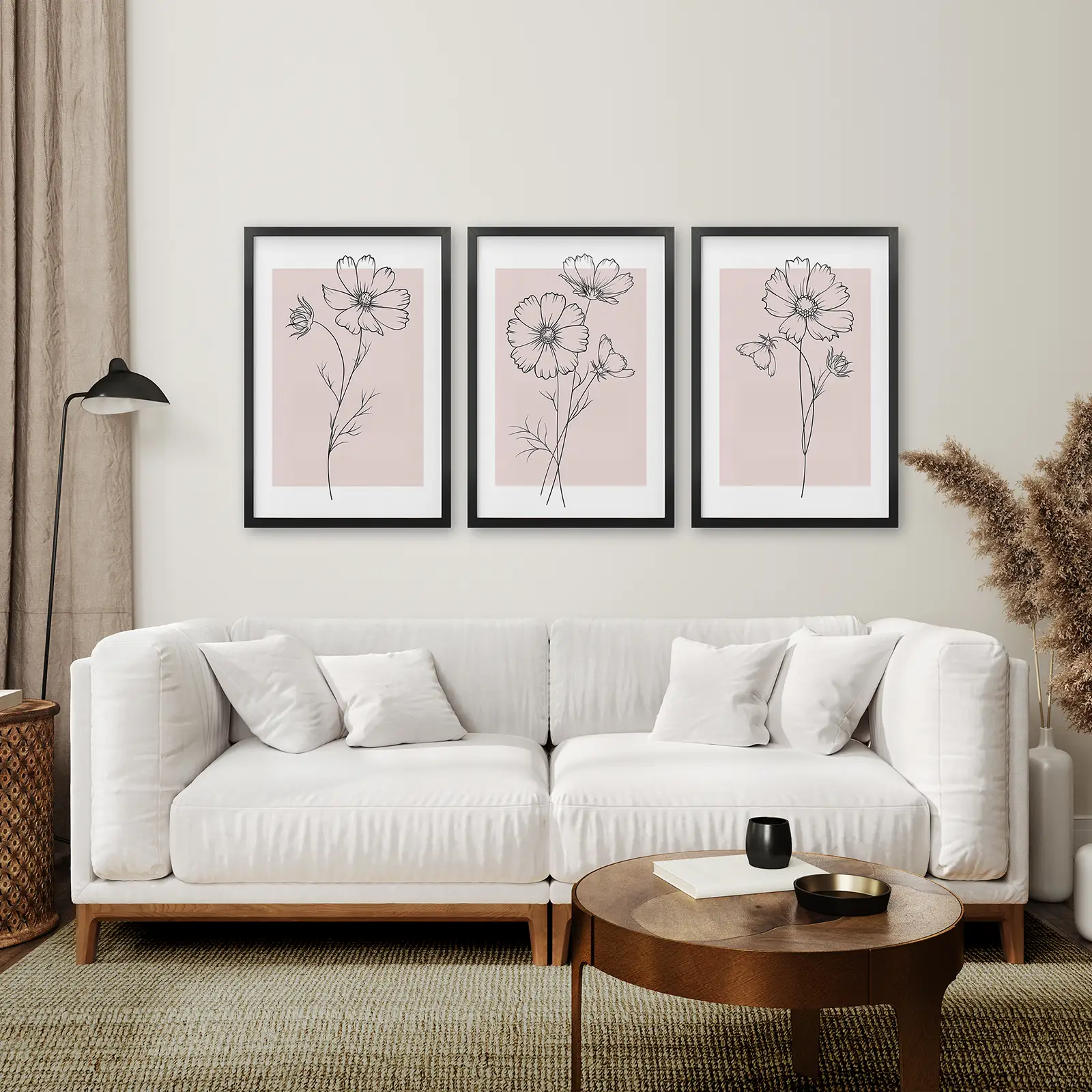 Pink Wall Art Set Of 3 Botanical Modern Decor - Image 4