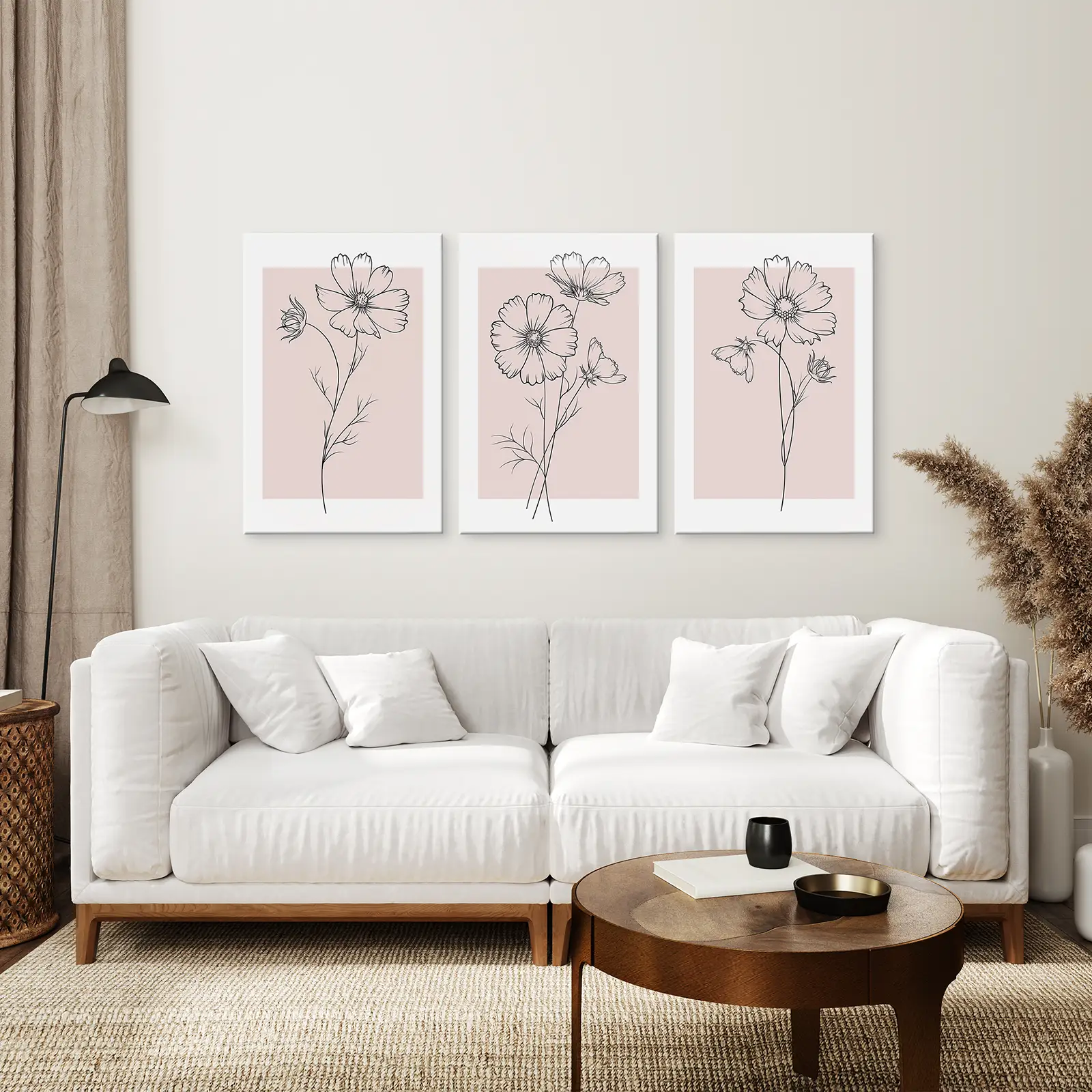 Pink Wall Art Set Of 3 Botanical Modern Decor - Image 5
