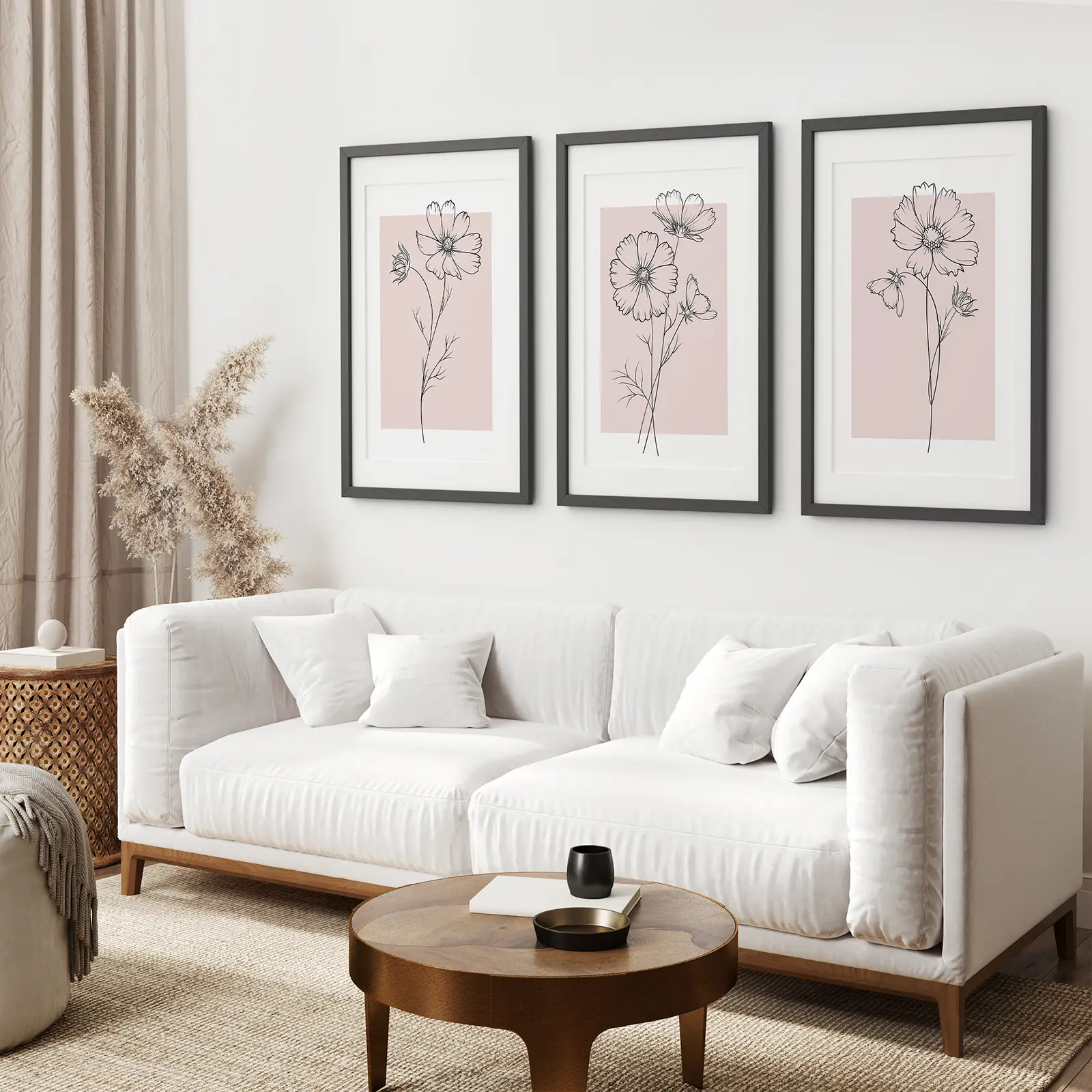 Pink Wall Art Set Of 3 Botanical Modern Decor - Image 6