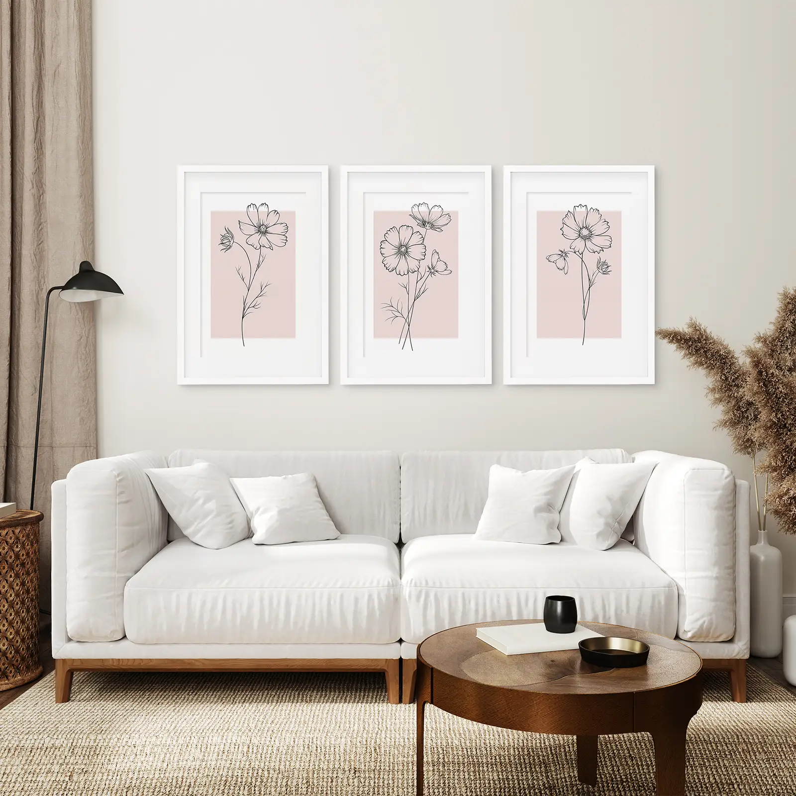 Pink Wall Art Set Of 3 Botanical Modern Decor - Image 7