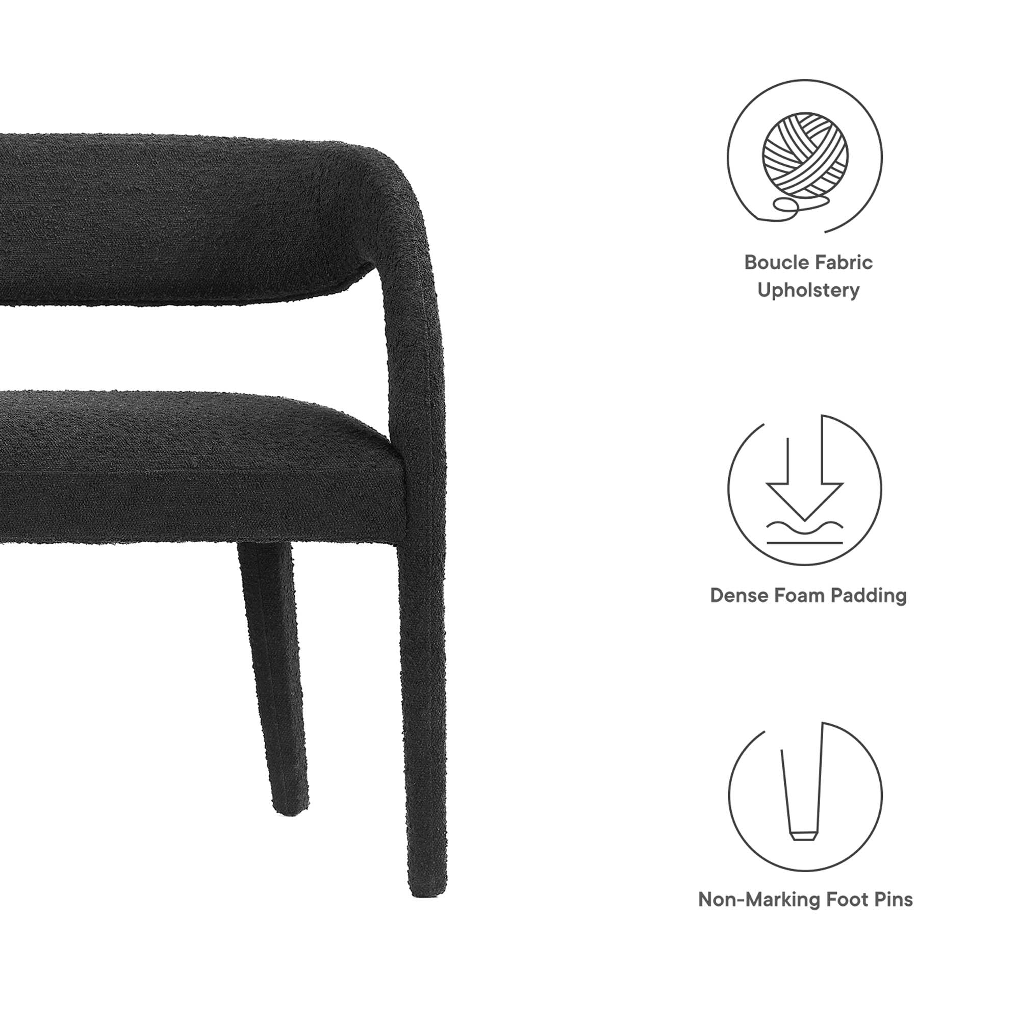 Pinnacle Boucle Fabric Accent Bench by Modway - Image 13
