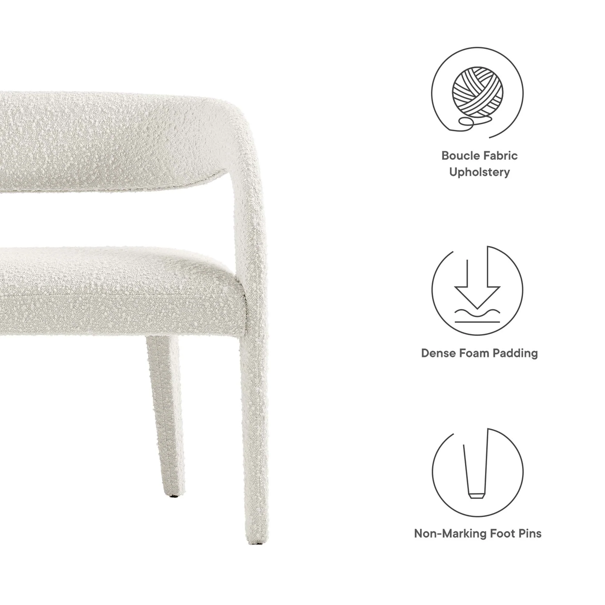 Pinnacle Boucle Fabric Accent Bench by Modway - Image 2