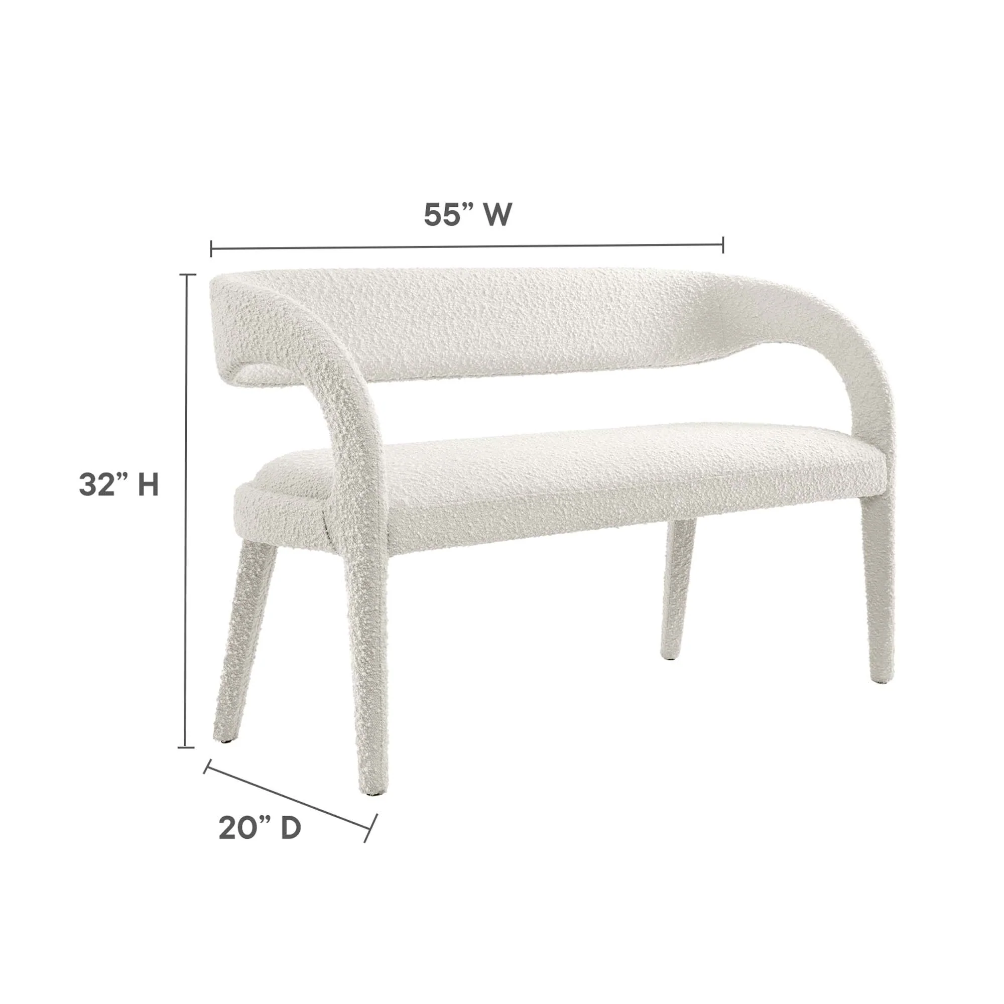 Pinnacle Boucle Fabric Accent Bench by Modway - Image 3