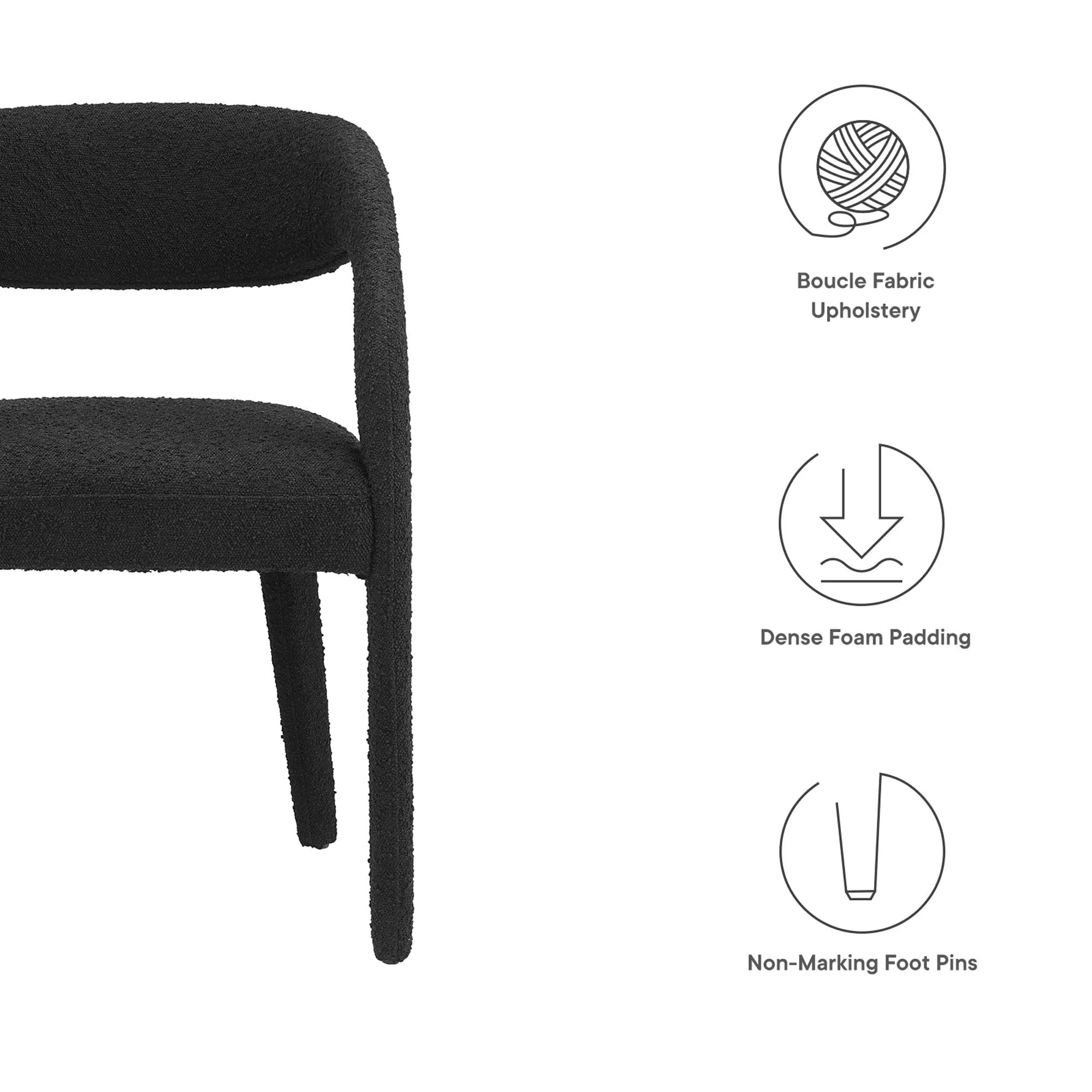 Pinnacle Boucle Upholstered Dining Chair Set of 2 - Image 13