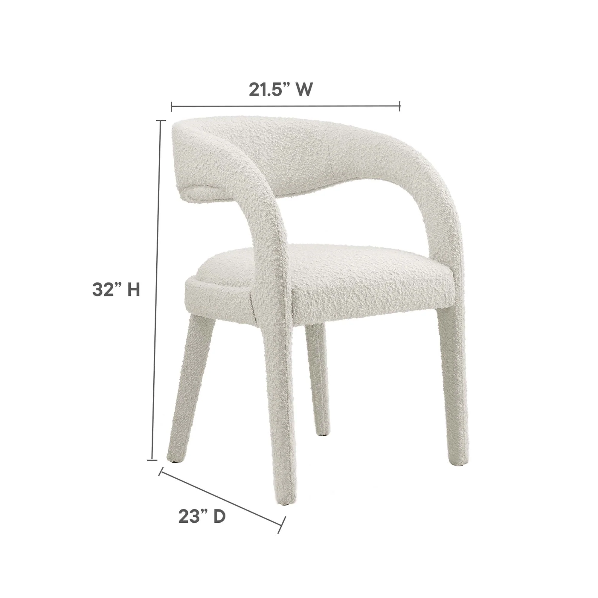 Pinnacle Boucle Upholstered Dining Chair Set of 2 - Image 3