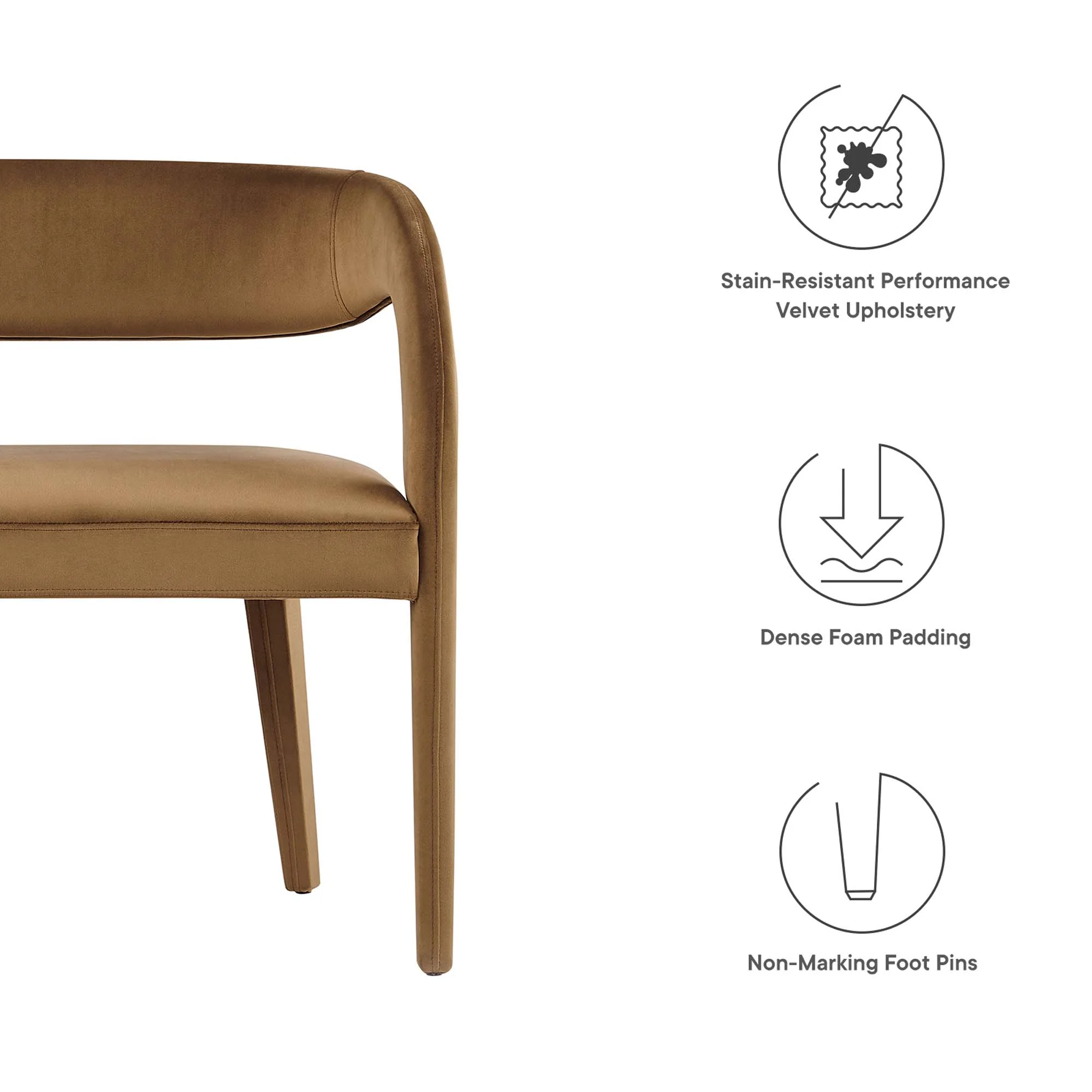 Pinnacle Performance Velvet Accent Bench by Modway - Image 2