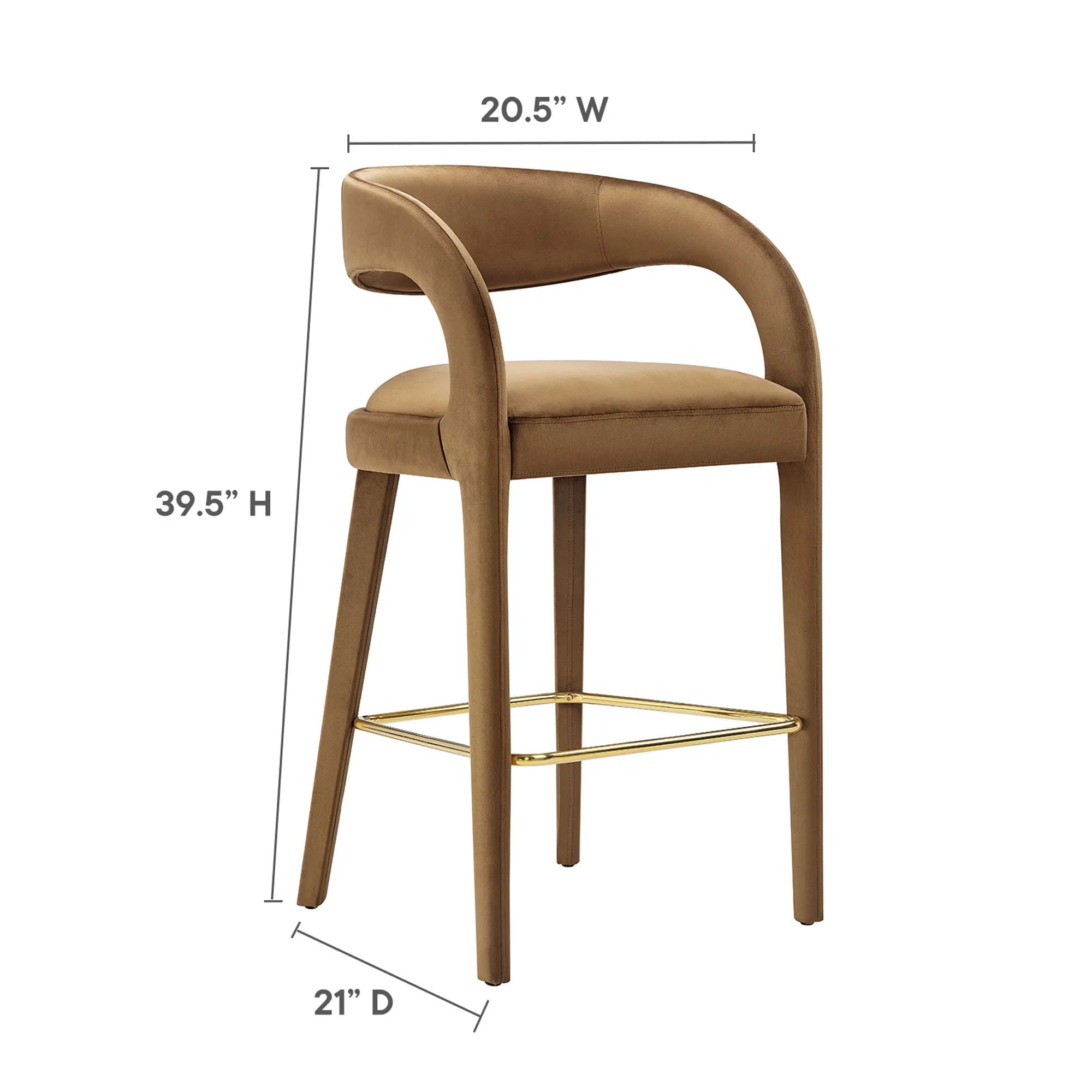 Pinnacle Performance Velvet Bar Stool Set of 2 by Modway - Image 3