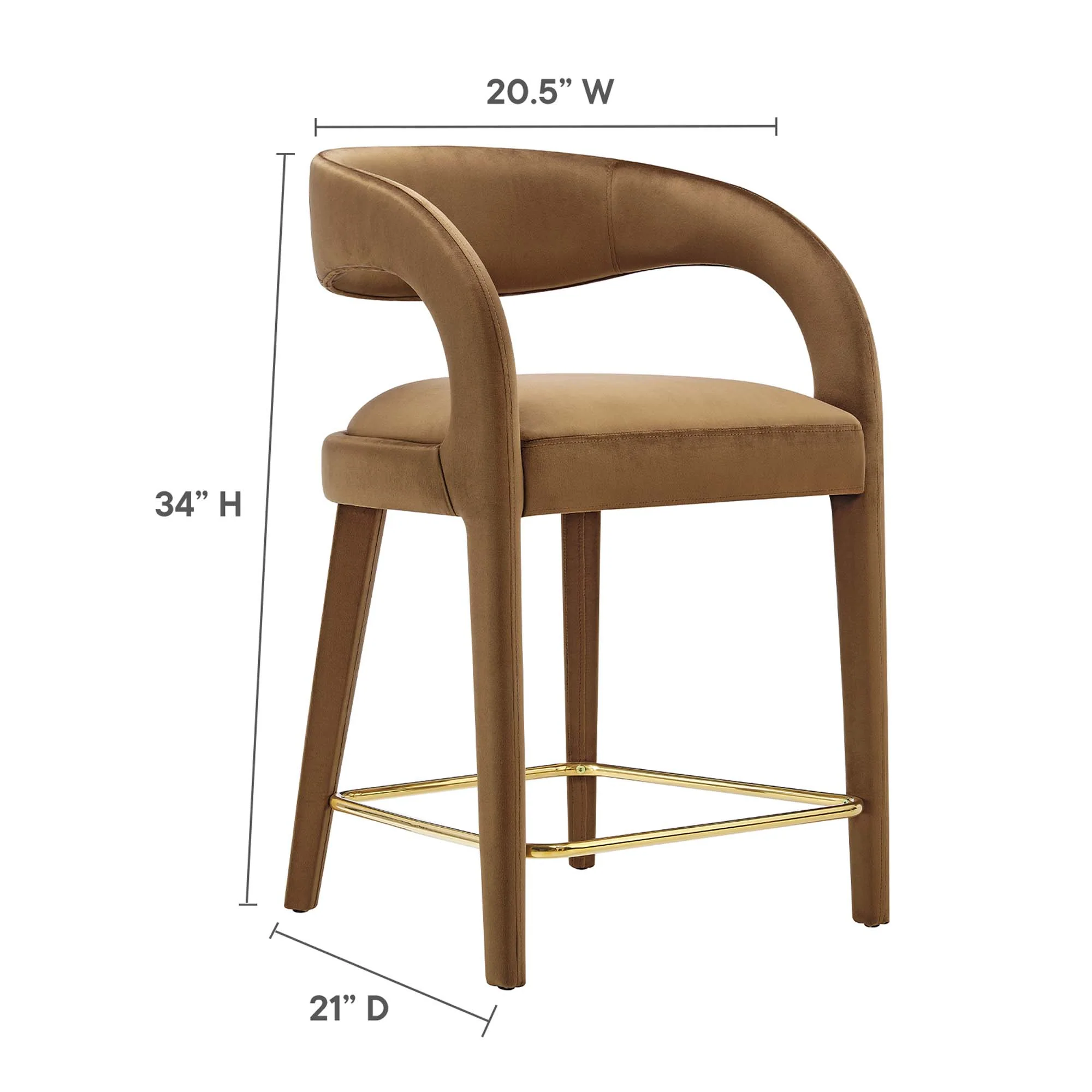 Pinnacle Performance Velvet Counter Stool Set of 2 by Modway - Image 3