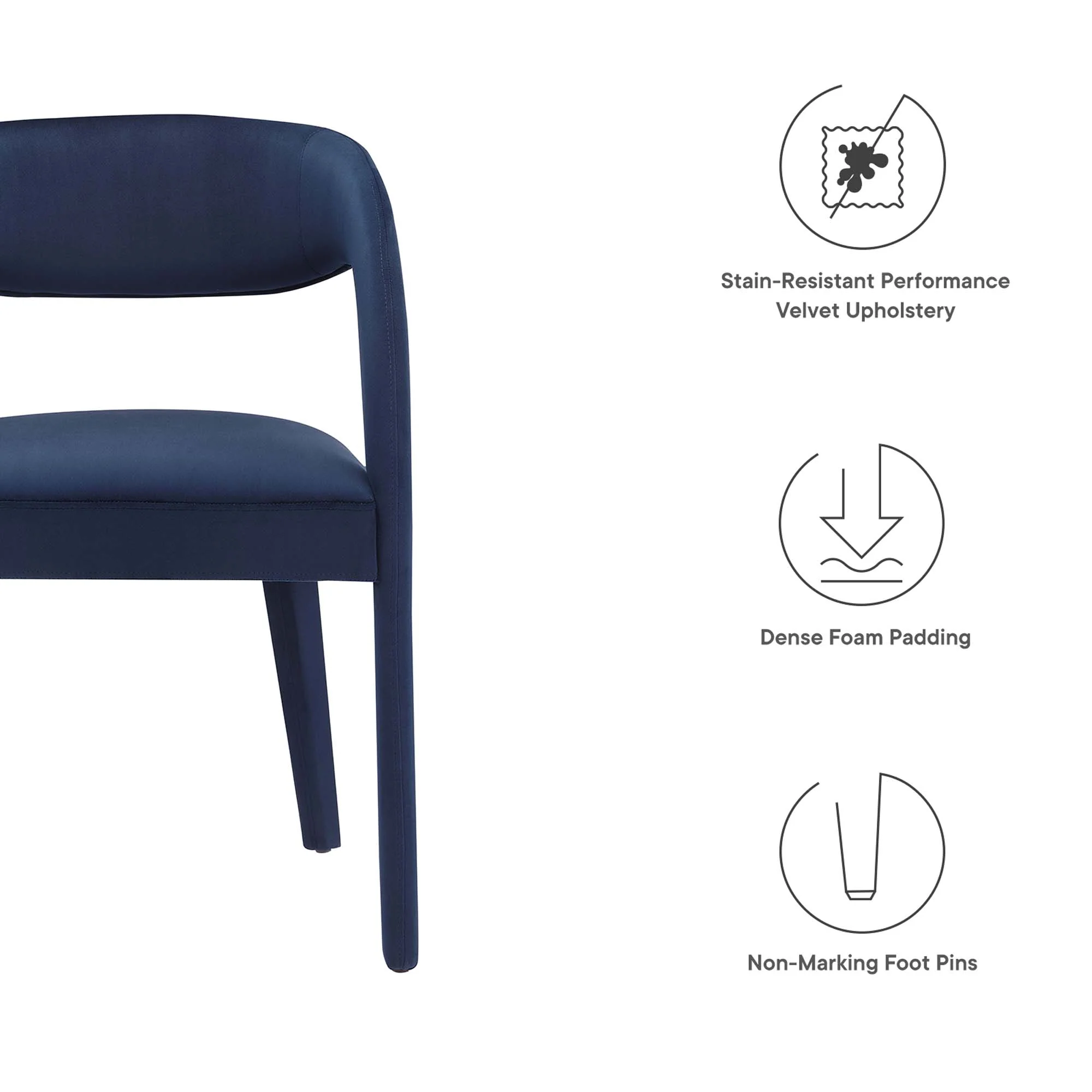 Pinnacle Performance Velvet Dining Chair Set of Two by Modway - Image 2