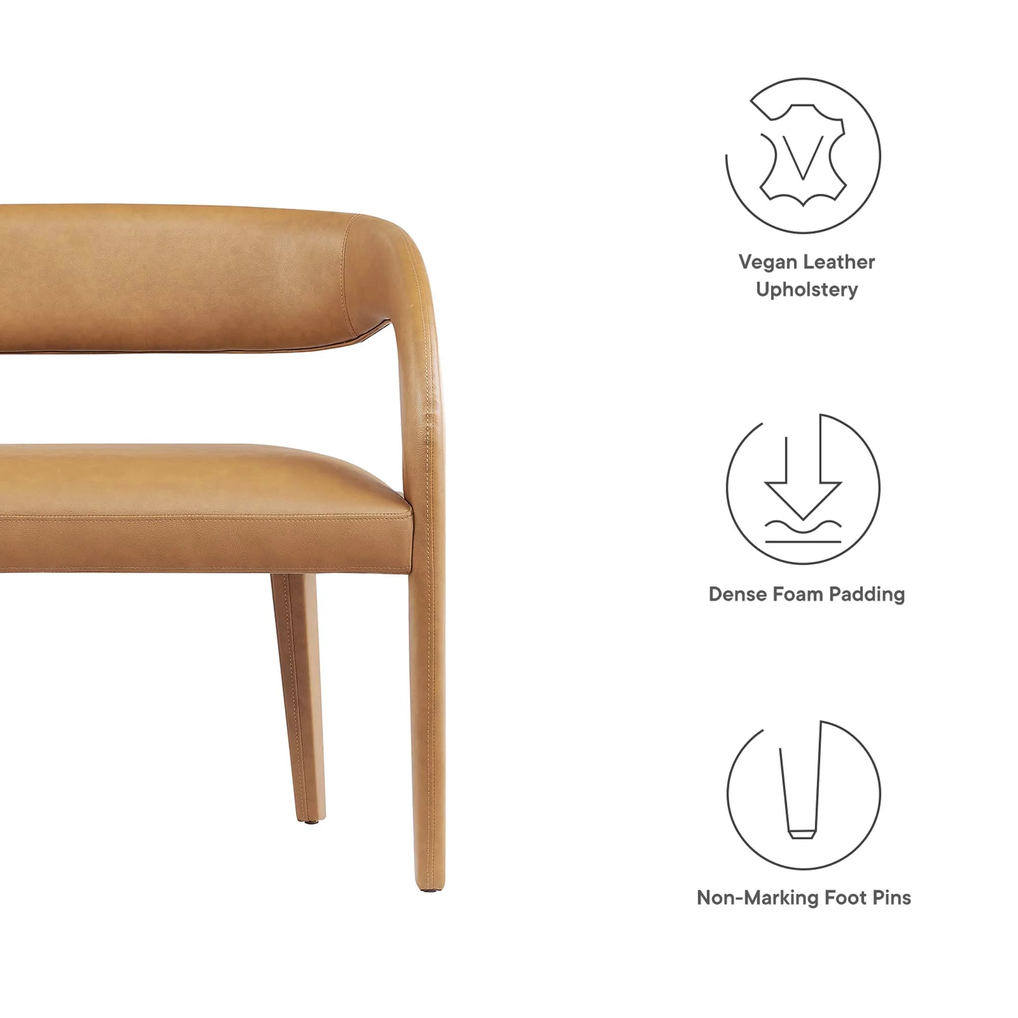 Pinnacle Vegan Leather Accent Bench by Modway - Image 2